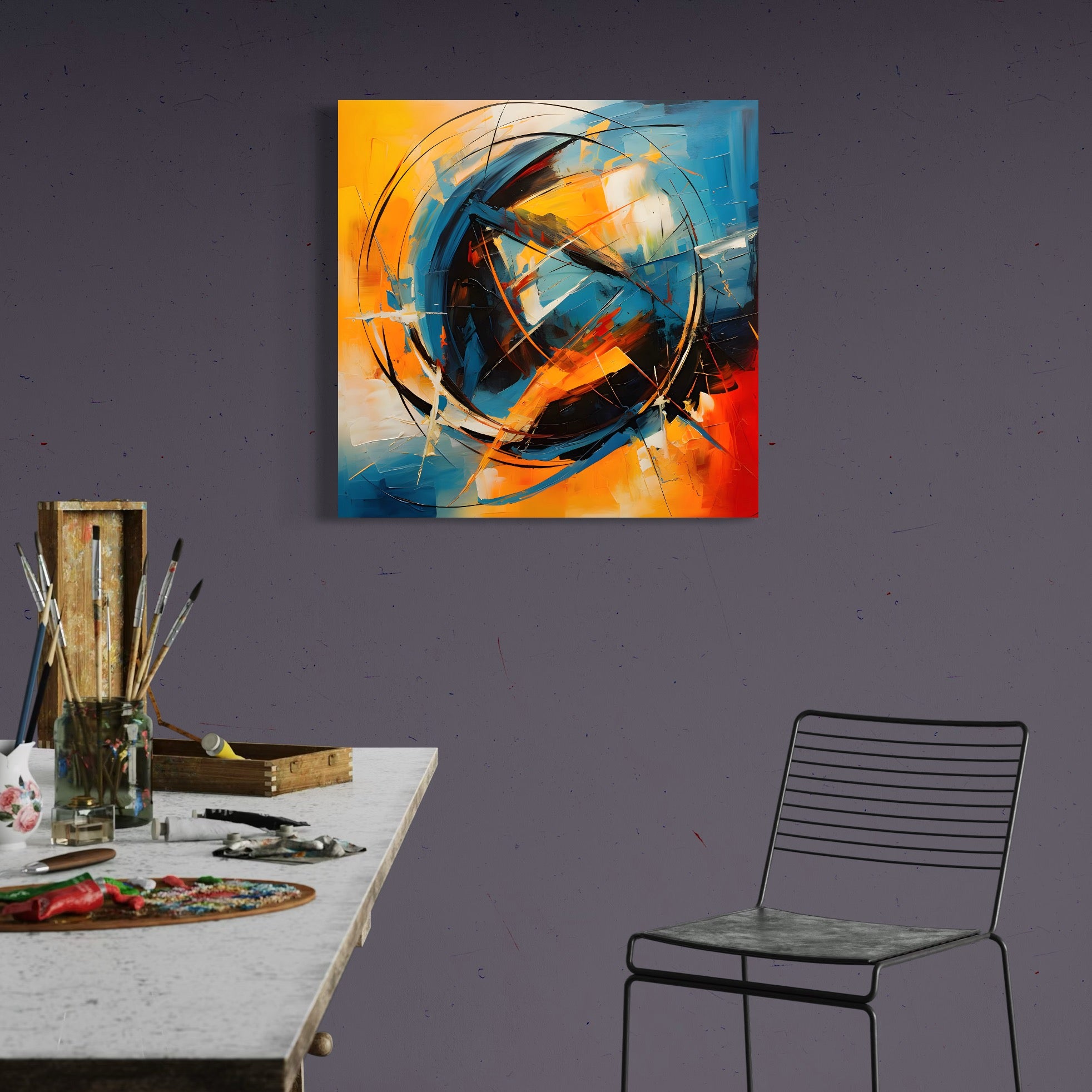 Tablou Canvas Premium LuxCanva® C1225, Pamantul Pictat Abstract , Culori, Decorativ, Living Room, Culori Vibrante