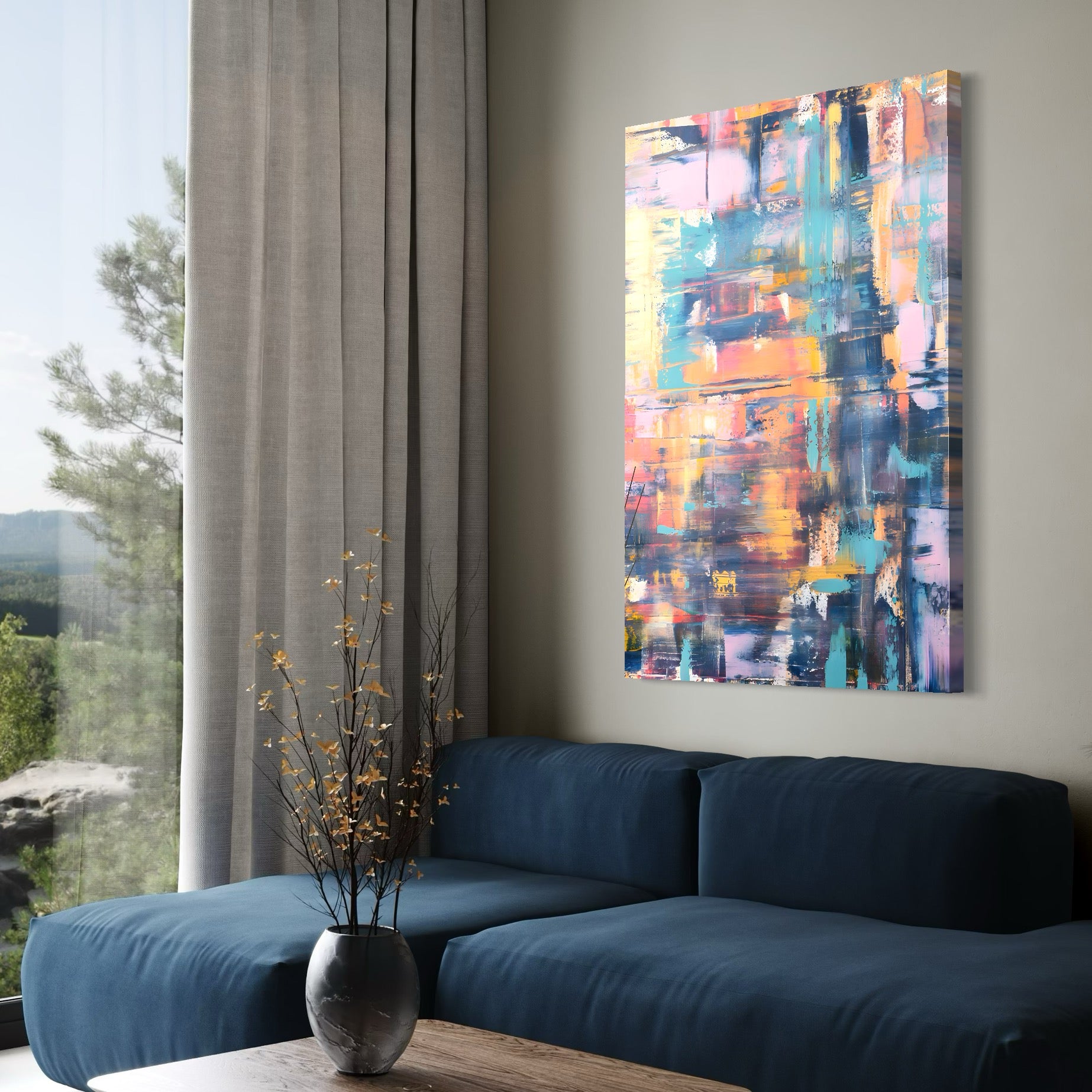 Tablou Canvas Premium LuxCanva® C1226, Abstract Colors Landscape ,  Relaxare, Living Room, Culori Vibrante