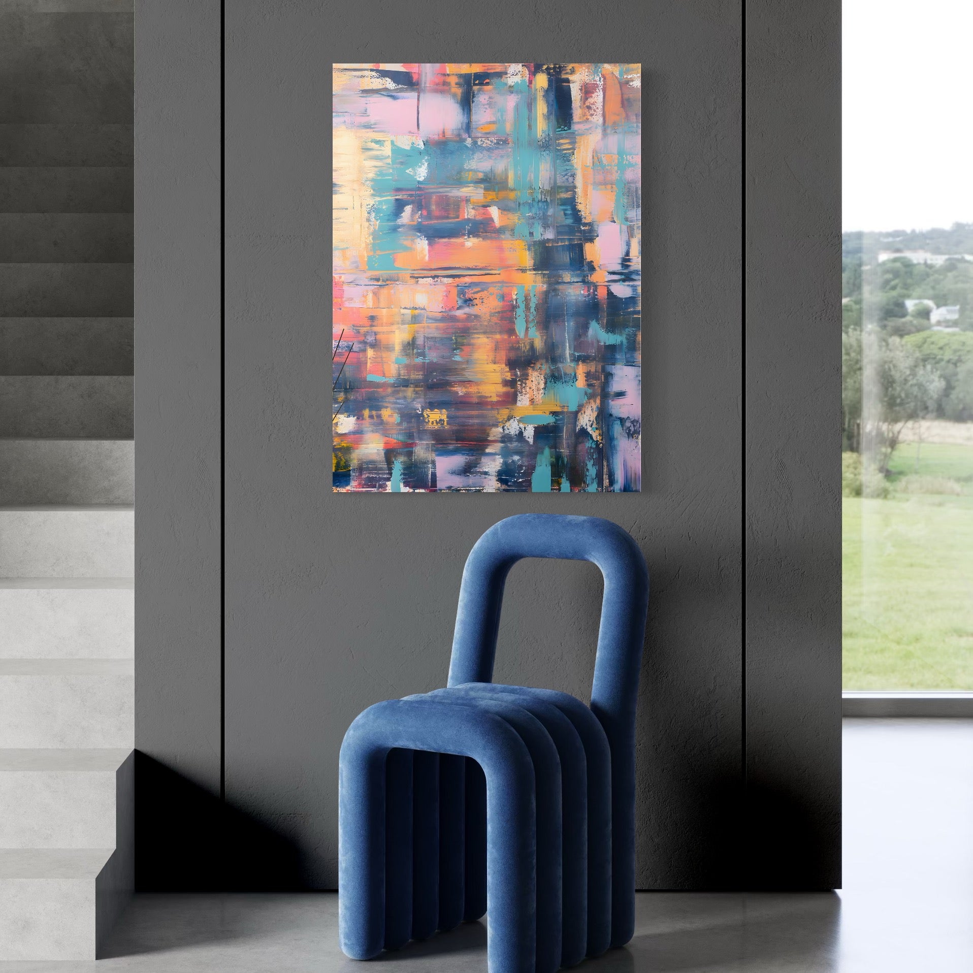 Tablou Canvas Premium LuxCanva® C1226, Abstract Colors Landscape ,  Relaxare, Living Room, Culori Vibrante