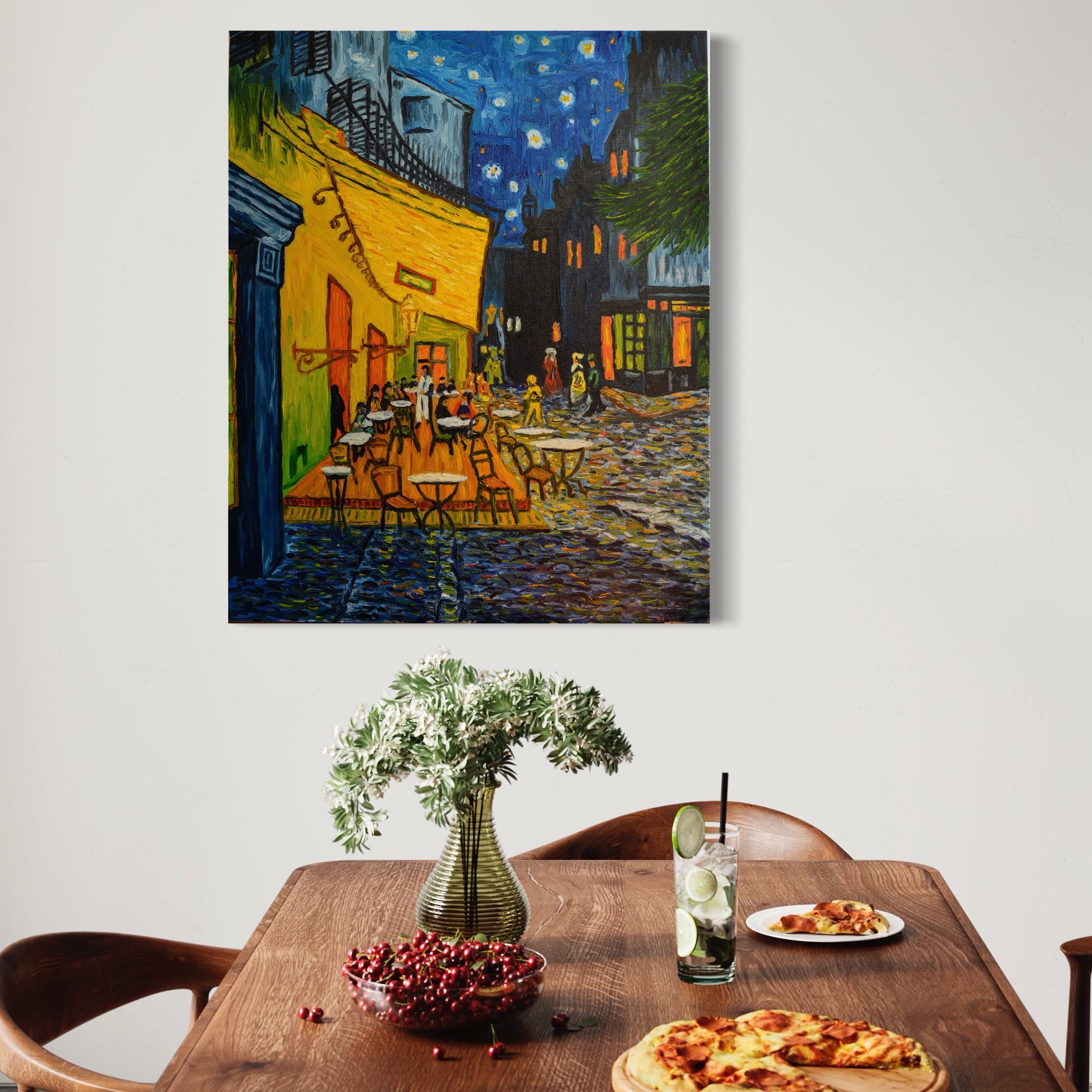 Tablou Canvas Premium LuxCanva® A1103, Arta Cinei , Cafenea, Plimbare De Seara, Cina In Oras, Culori Vibrante