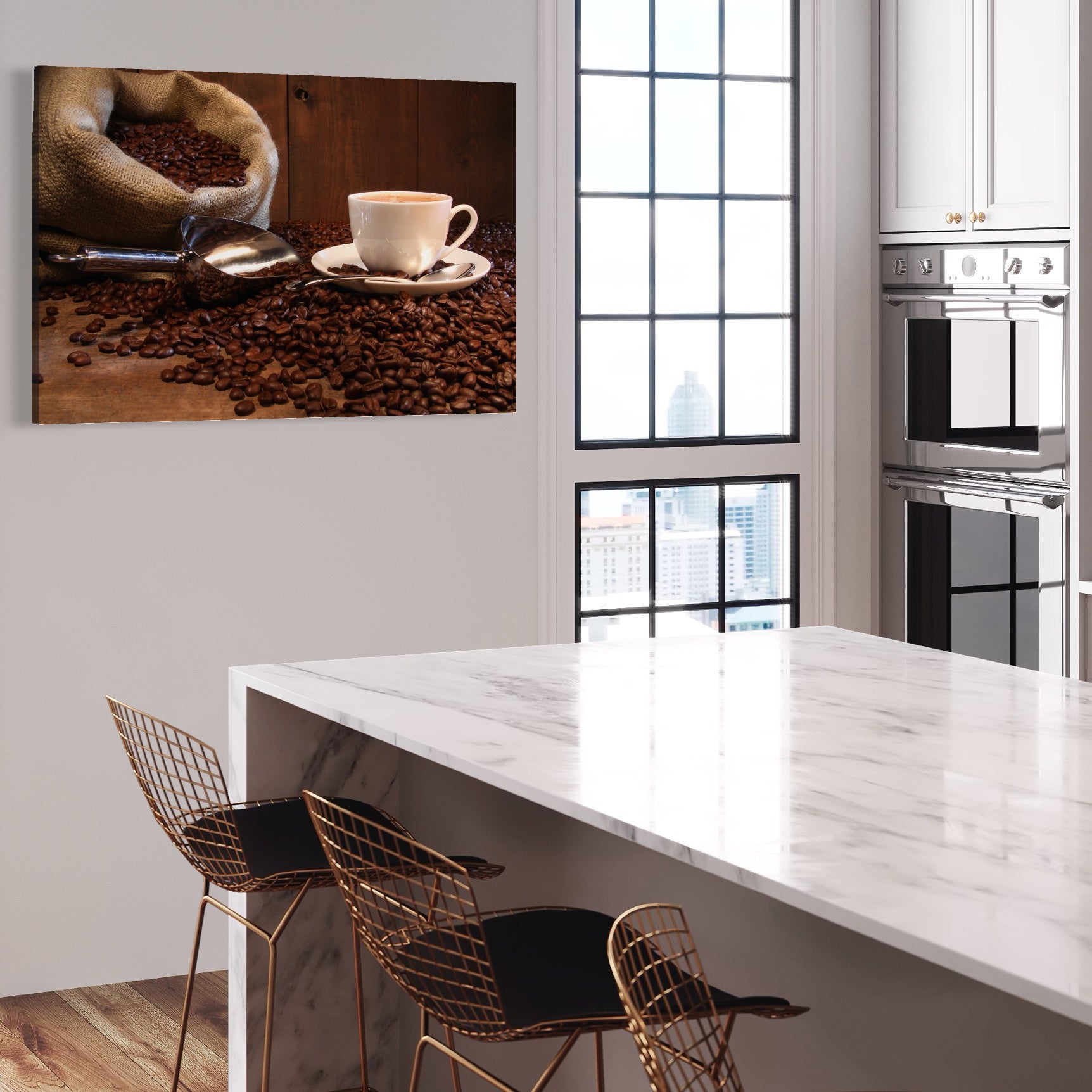 Tablou Canvas Premium LuxCanva® A1101, Boabe De Cafea , Cana, Espresso, Aroma Diminetii, Culori Vibrante