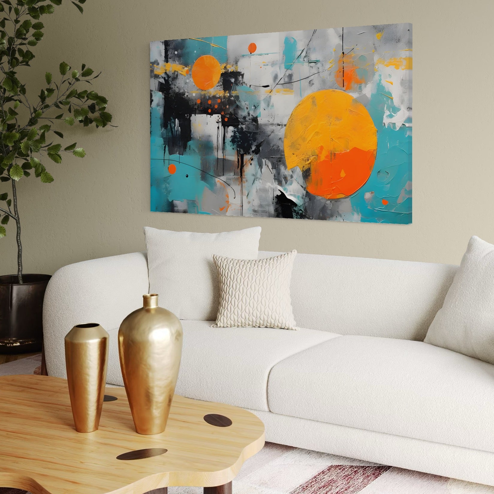 Tablou Canvas Premium LuxCanva® C1233, Abstract Sun In Space , Relaxare, Living Room, Culori Vibrante