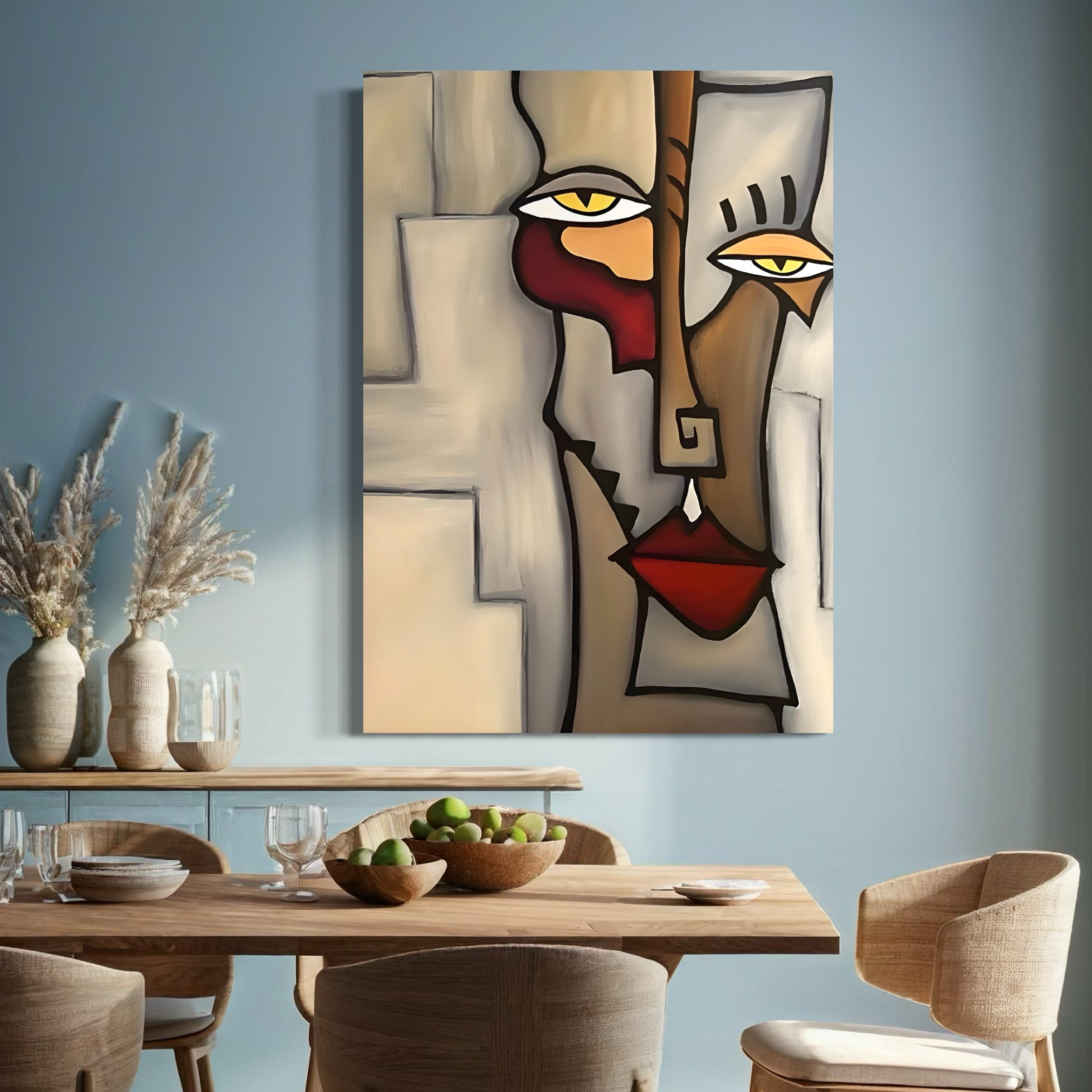 Tablou Canvas Premium LuxCanva® C1235, Portret Cubist Tom Fedro , Relaxare, Living Room, Culori Vibrante