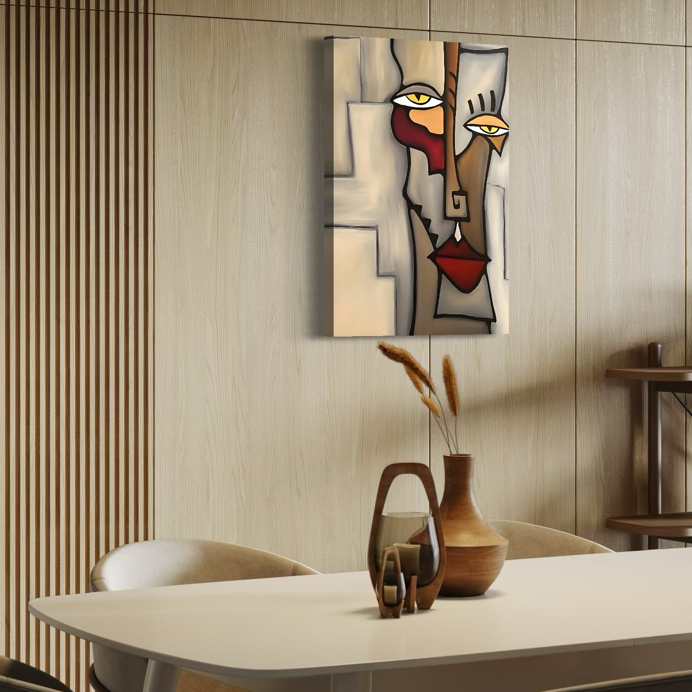 Tablou Canvas Premium LuxCanva® C1235, Portret Cubist Tom Fedro , Relaxare, Living Room, Culori Vibrante