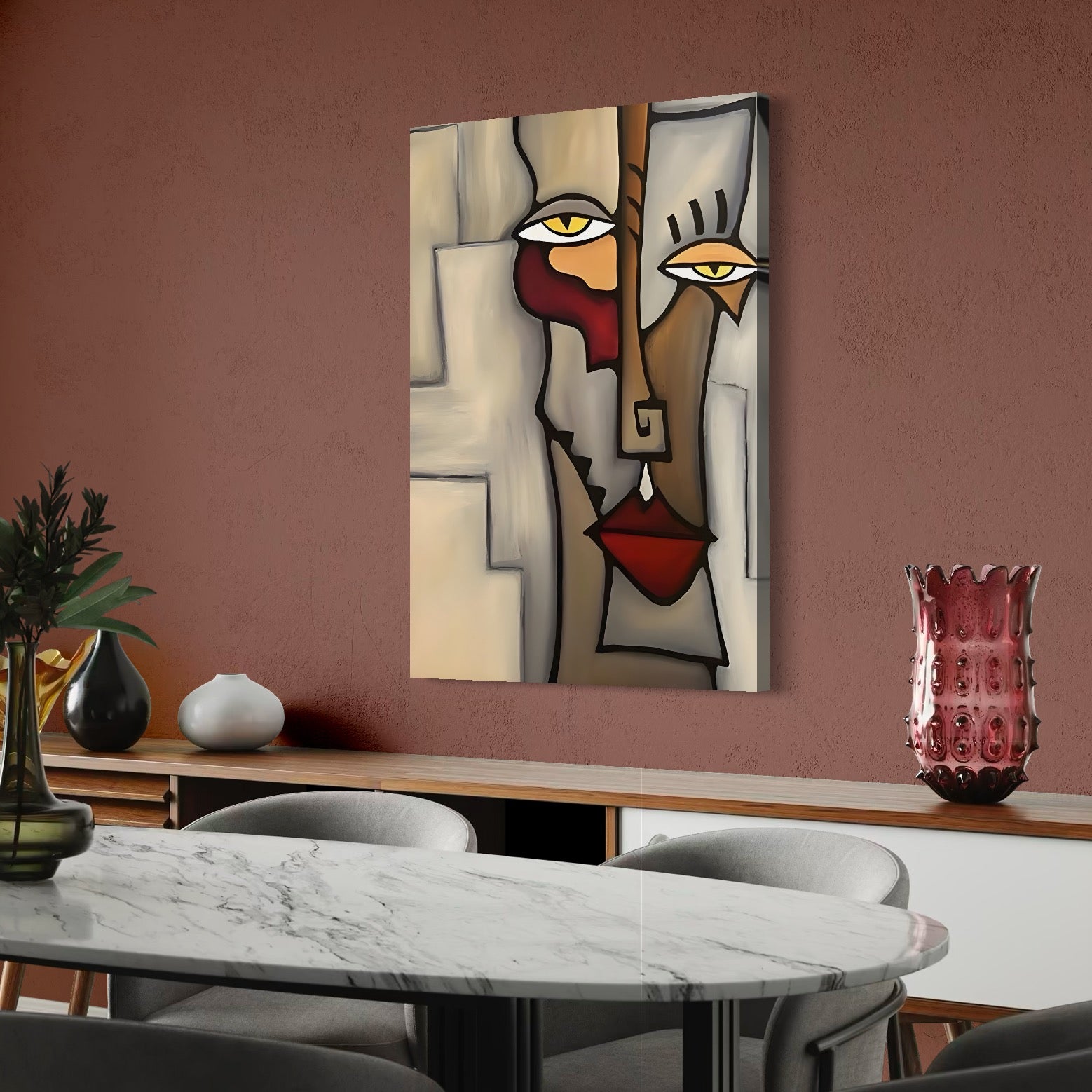 Tablou Canvas Premium LuxCanva® C1235, Portret Cubist Tom Fedro , Relaxare, Living Room, Culori Vibrante