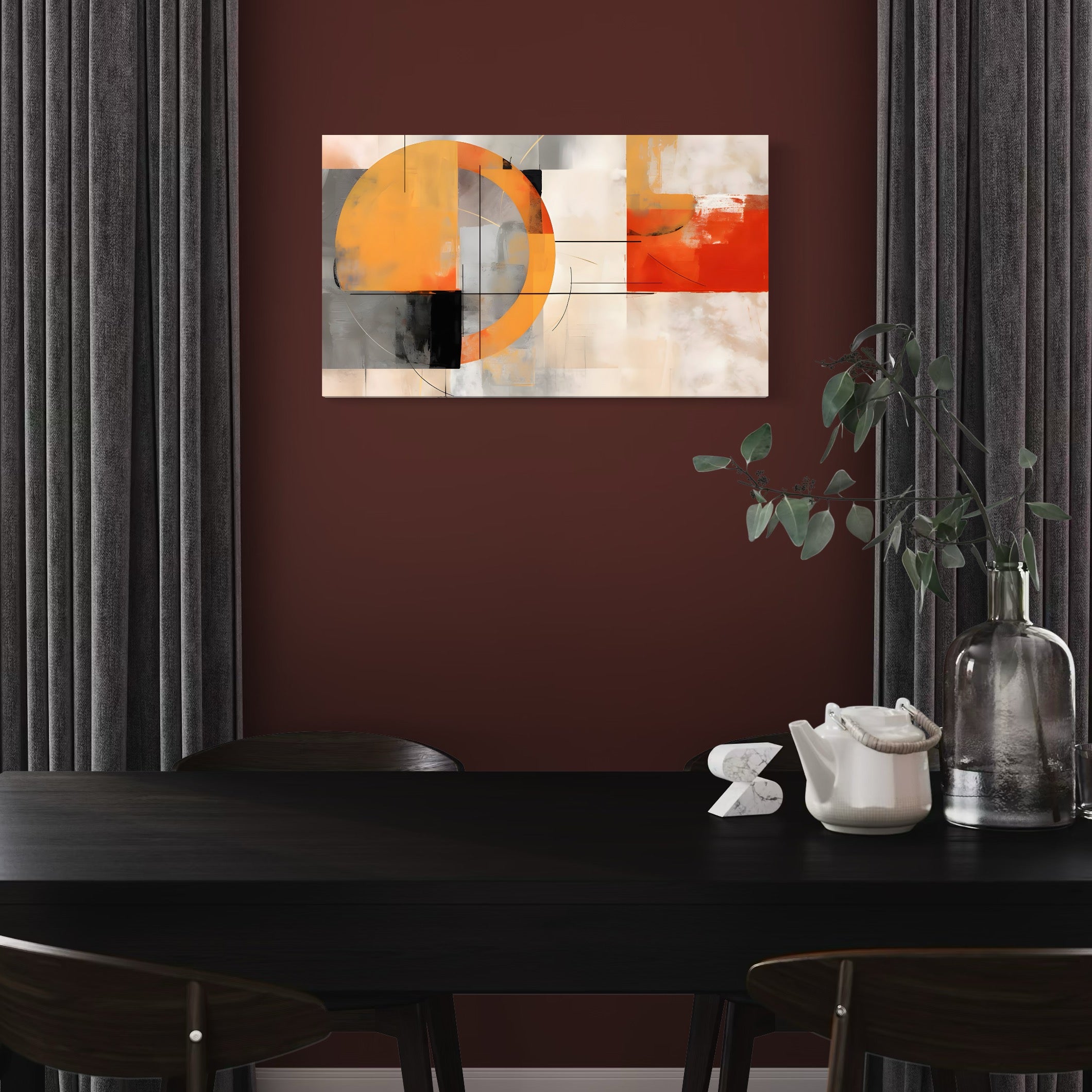 Tablou Canvas Premium LuxCanva® C1238, Cerc Galben Pictura Abstracta , Relaxare, Living Room, Culori Vibrante