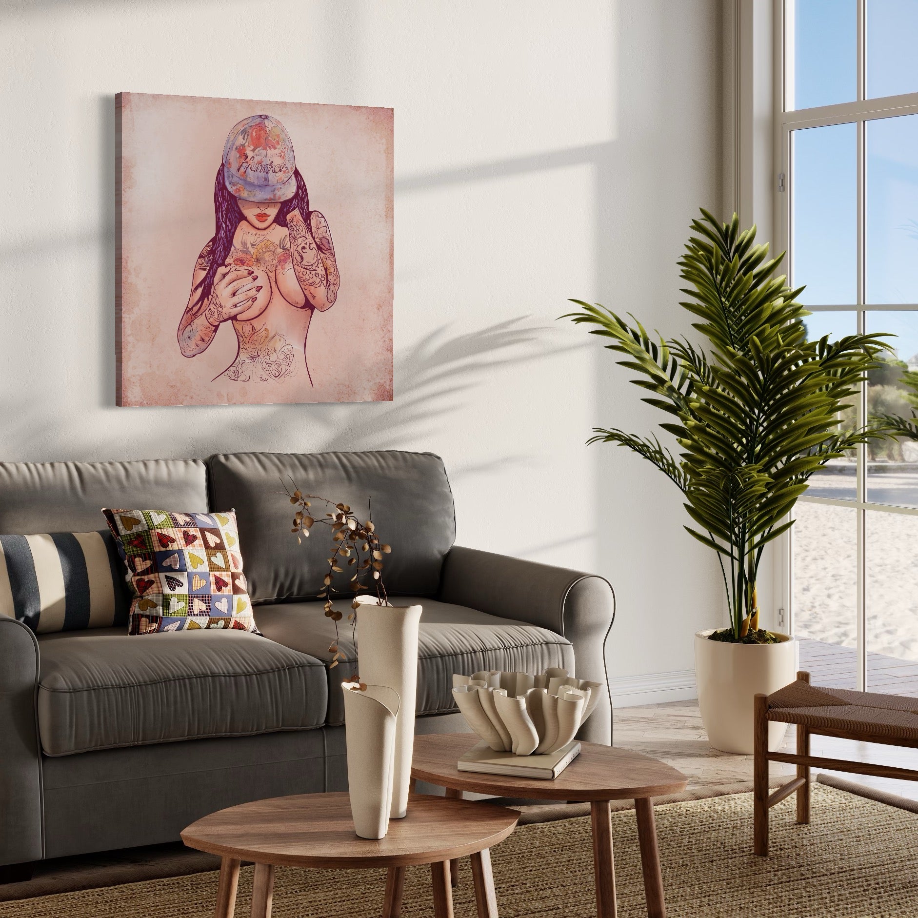 Tablou Canvas Premium LuxCanva® C1059, Sexy Girl Nude With Tattoos , Sexy Girl, Tattoo, Bedroom, Bar, Relaxare