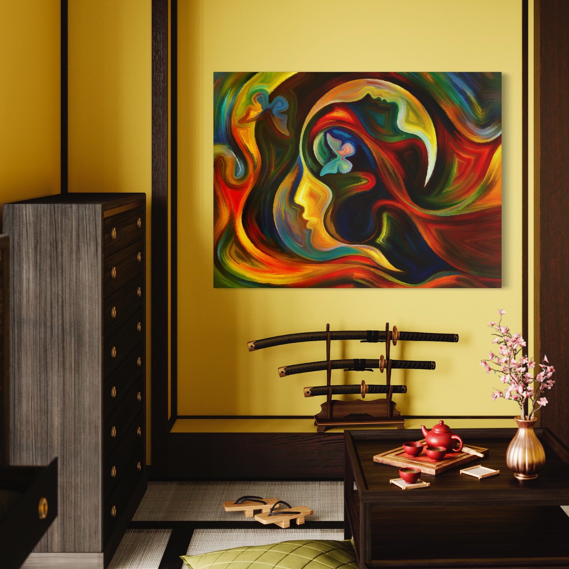 Tablou Canvas Premium LuxCanva® A1092, Butterfly Dream ,  Abstract, Fluturi, Vis Colorat, Culori Vibrante