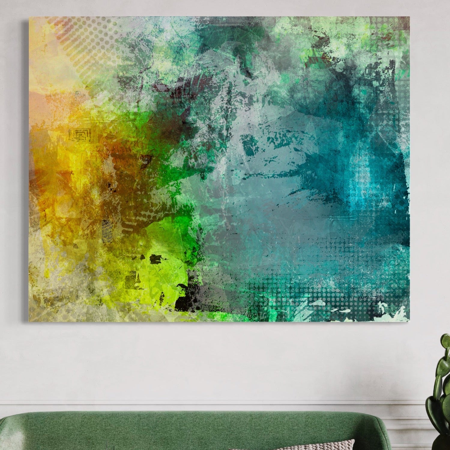 Tablou Canvas Premium LuxCanva® A1091, Colorful Green , Abstract, Verde, Blue, Multicolor, Culori Vibrante
