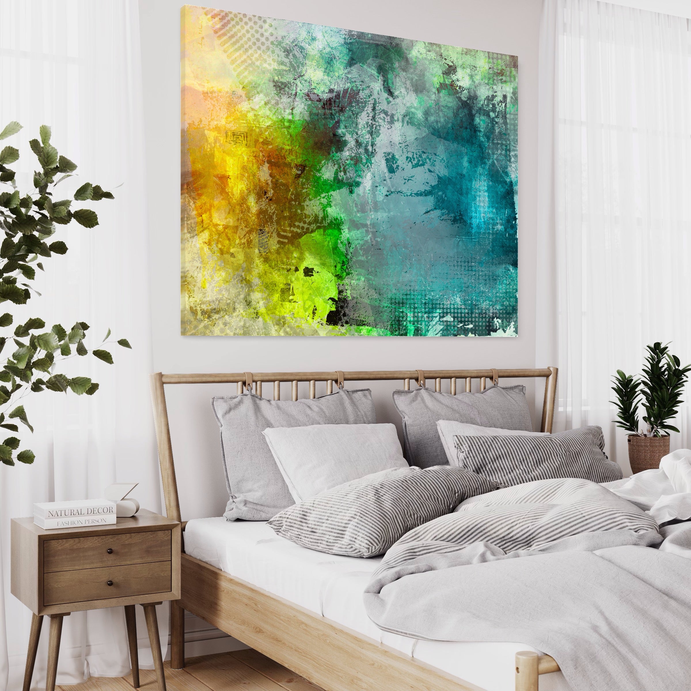 Tablou Canvas Premium LuxCanva® A1091, Colorful Green , Abstract, Verde, Blue, Multicolor, Culori Vibrante
