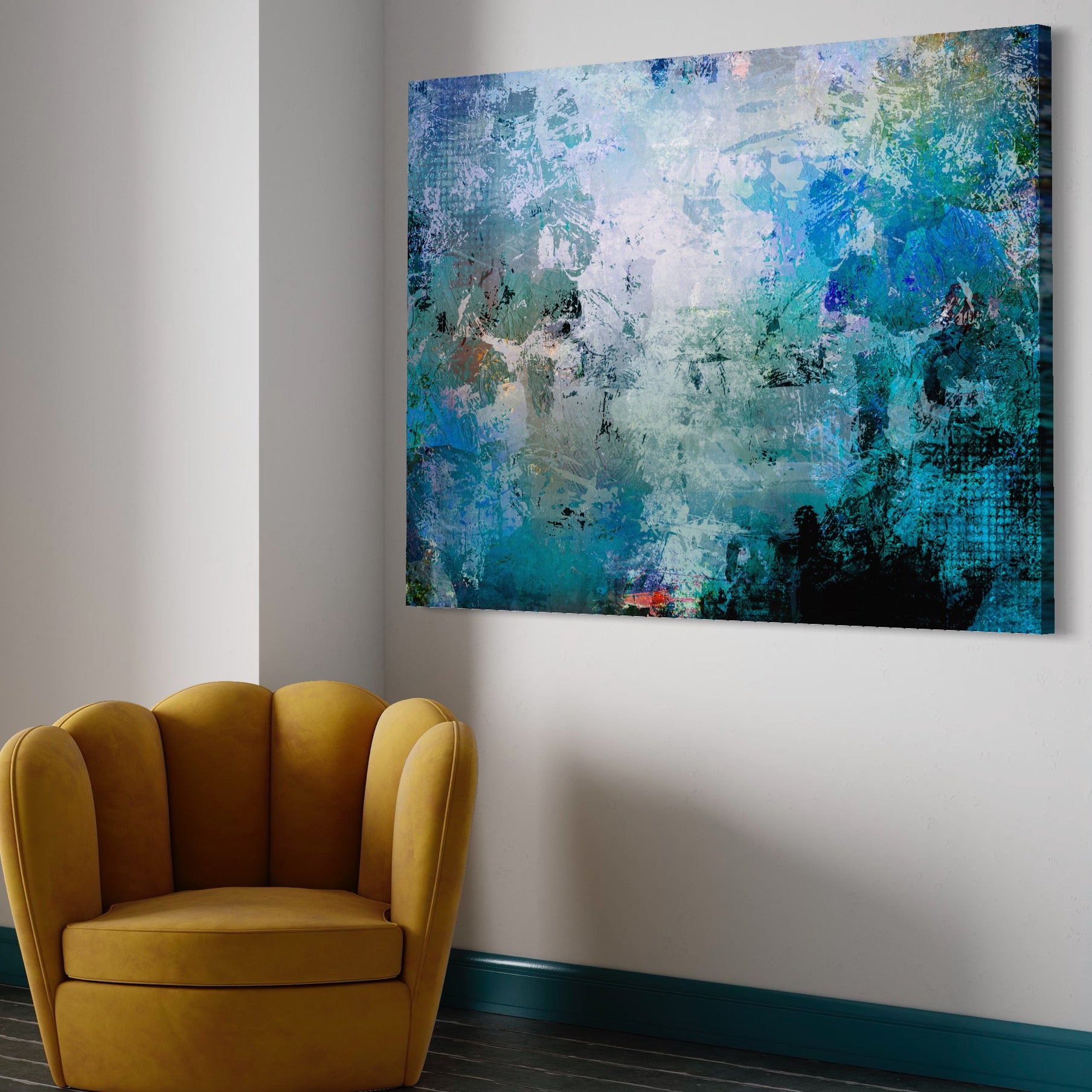 Tablou Canvas Premium LuxCanva® A1087, Colorful Blue , Abstract, BabyBlue, Albastru, Multicolor, Culori Vibrante