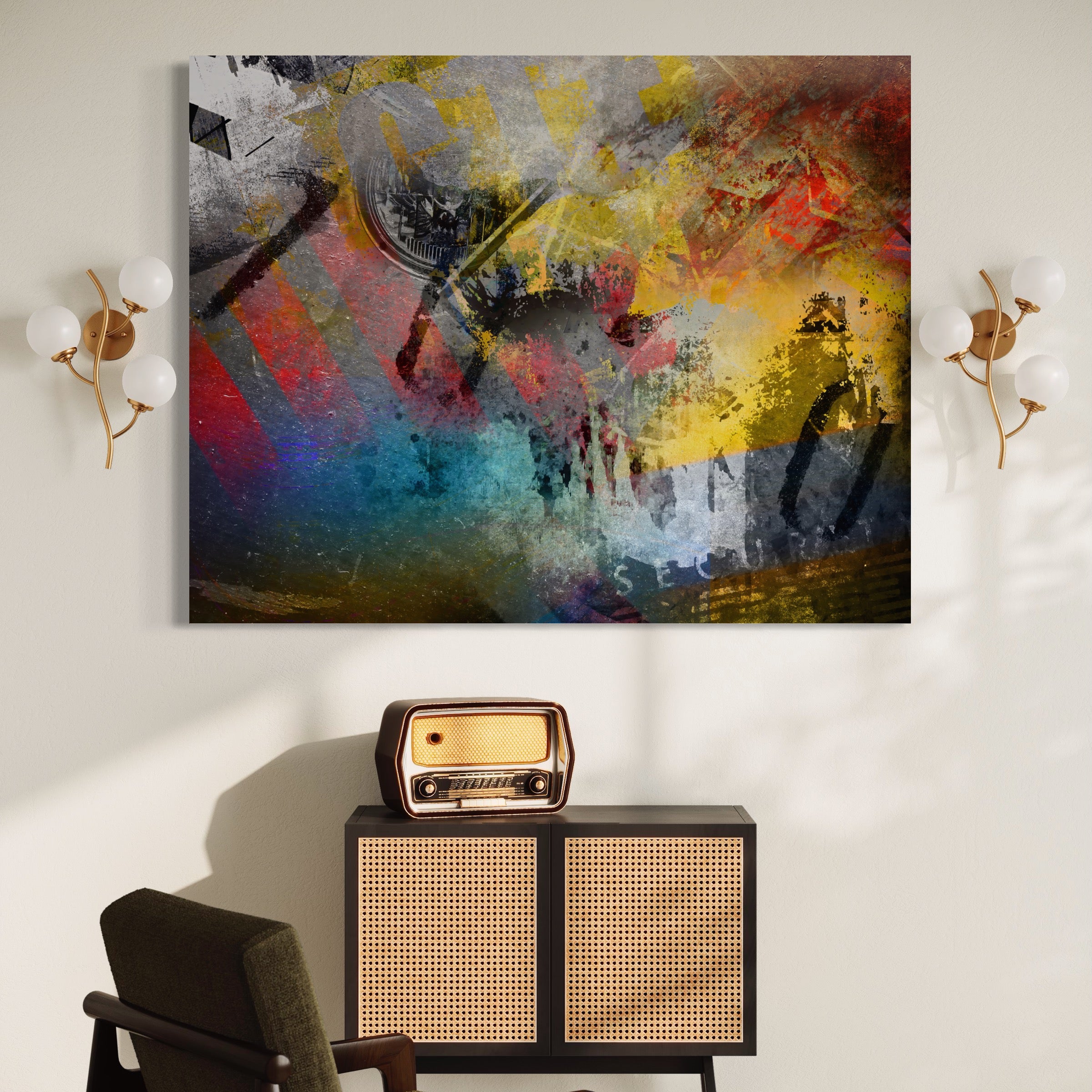 Tablou Canvas Premium LuxCanva® A1086, Colorful Yellow , Abstract, Galben, Multicolor, Culori Vibrante