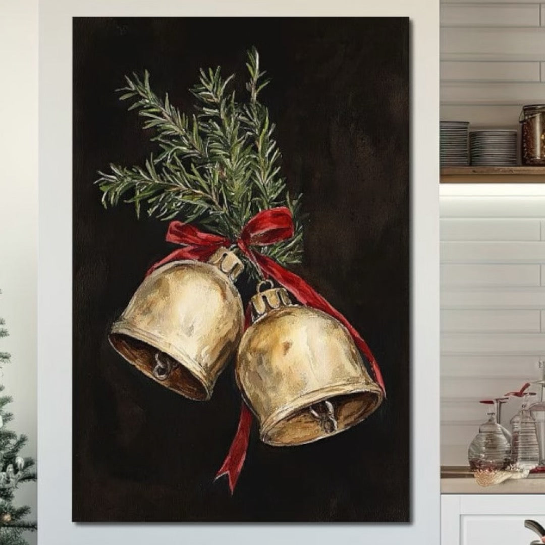 Tablou Canvas Premium LuxCanva® D1057, Vestitorii Clopotei , Clopotei, Brad, Craciun, Decoratiune, Sunet, Clinchet, Living Room, Culori vibrante