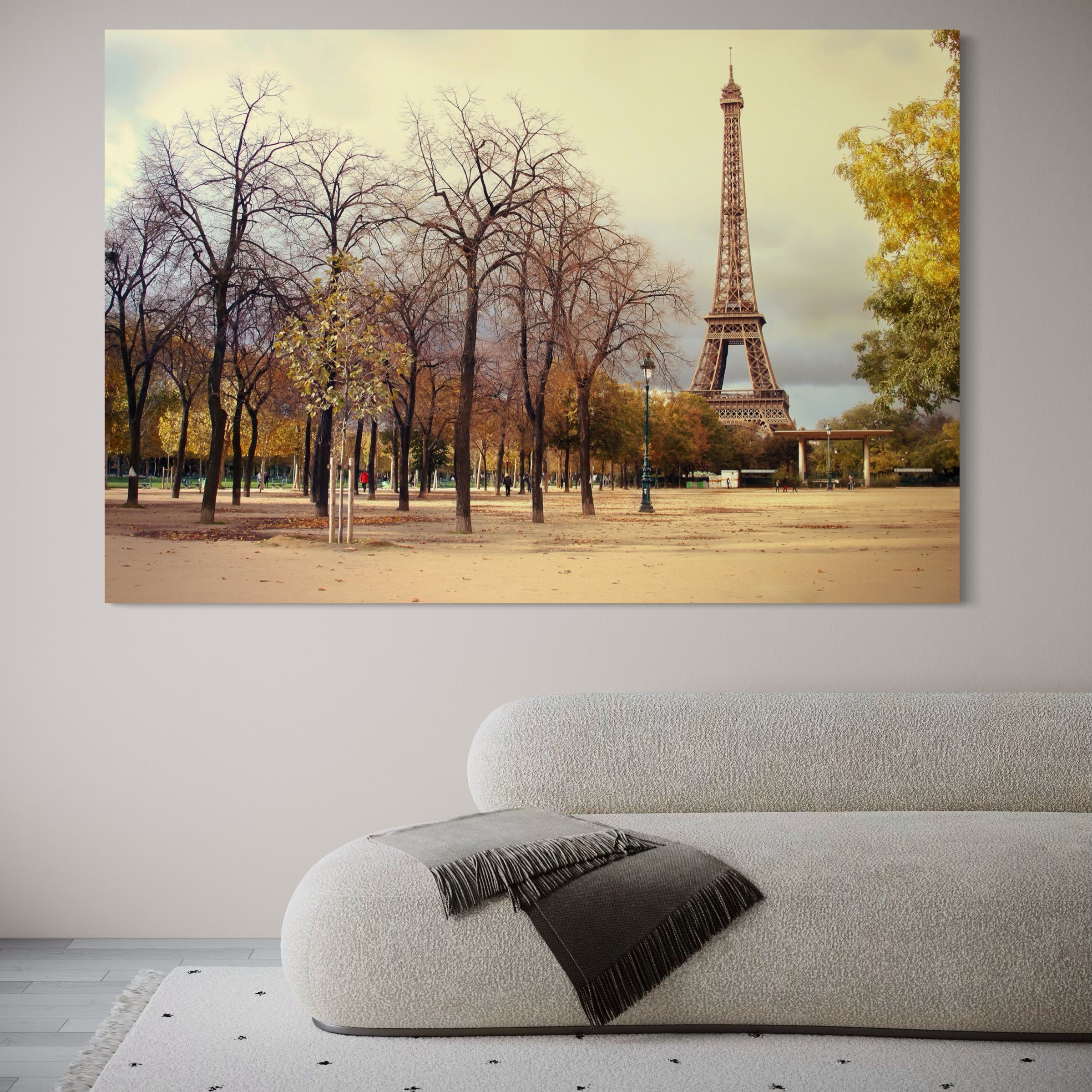 Tablou Canvas Premium LuxCanva® A1069, Turnul Eiffel ,  Paris, Toamna, Oameni, Culori Vibrante