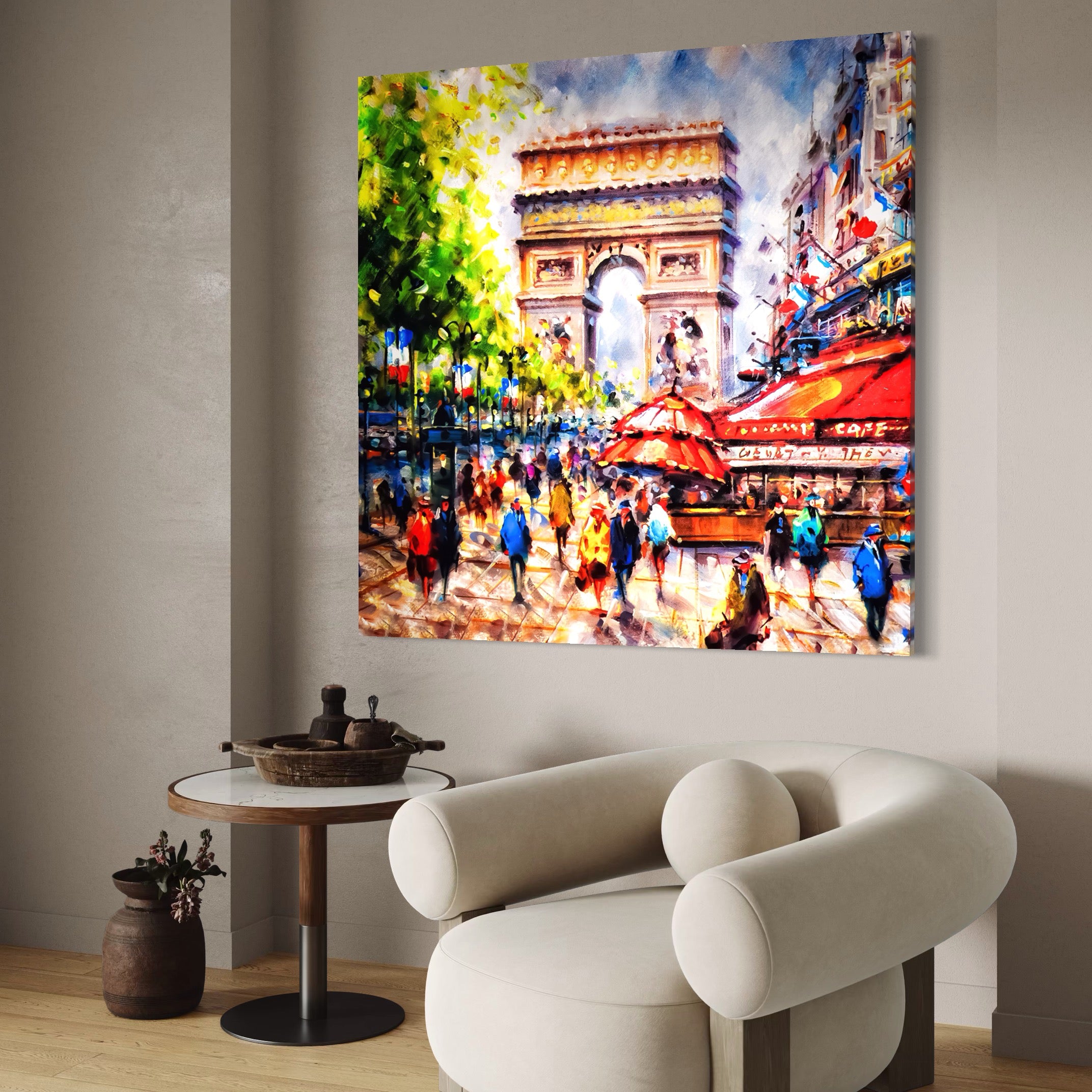 Tablou Canvas Premium LuxCanva® A1066, Arc De Triomphe , Paris, Franta, Oameni Colorati, Culori Vibrante