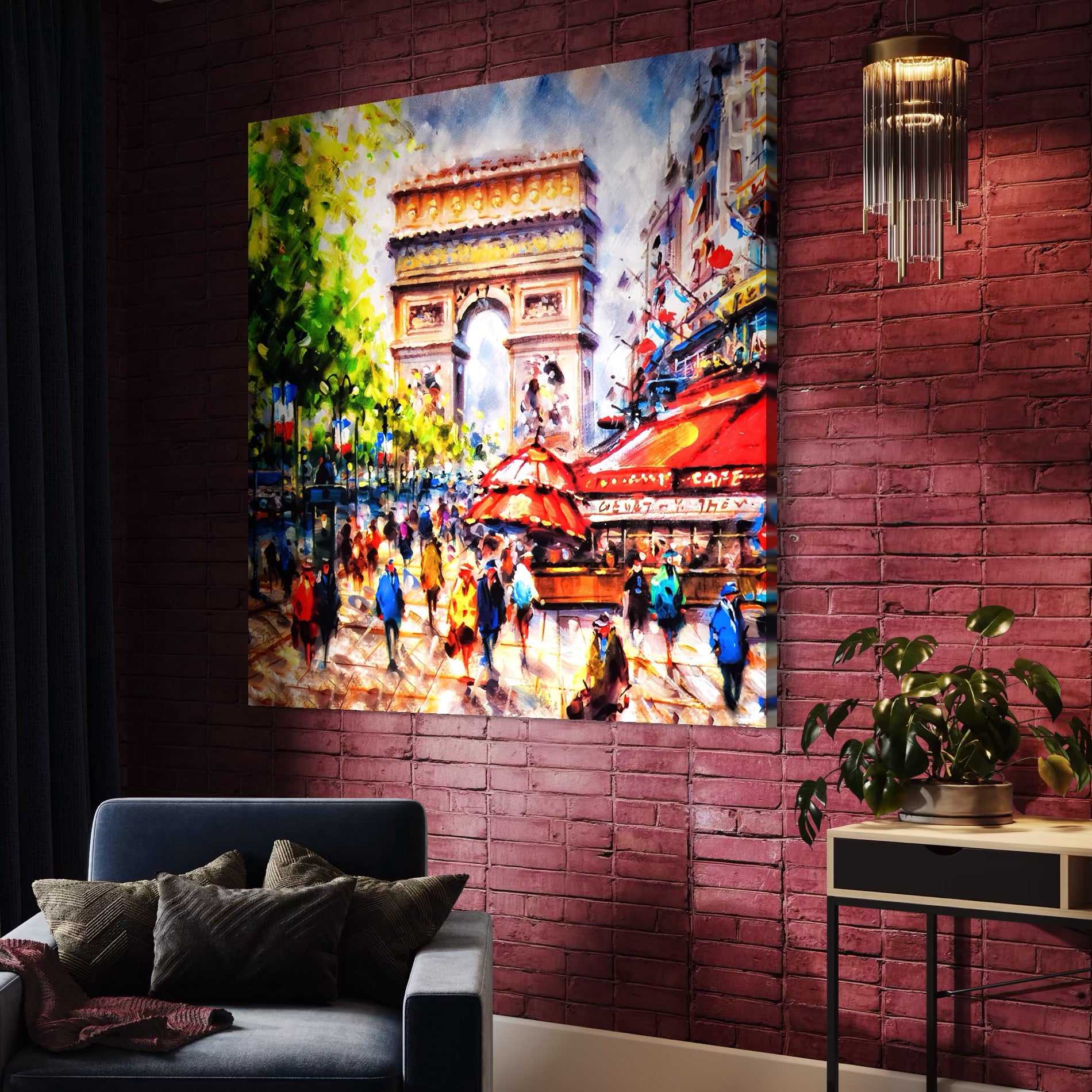 Tablou Canvas Premium LuxCanva® A1066, Arc De Triomphe , Paris, Franta, Oameni Colorati, Culori Vibrante