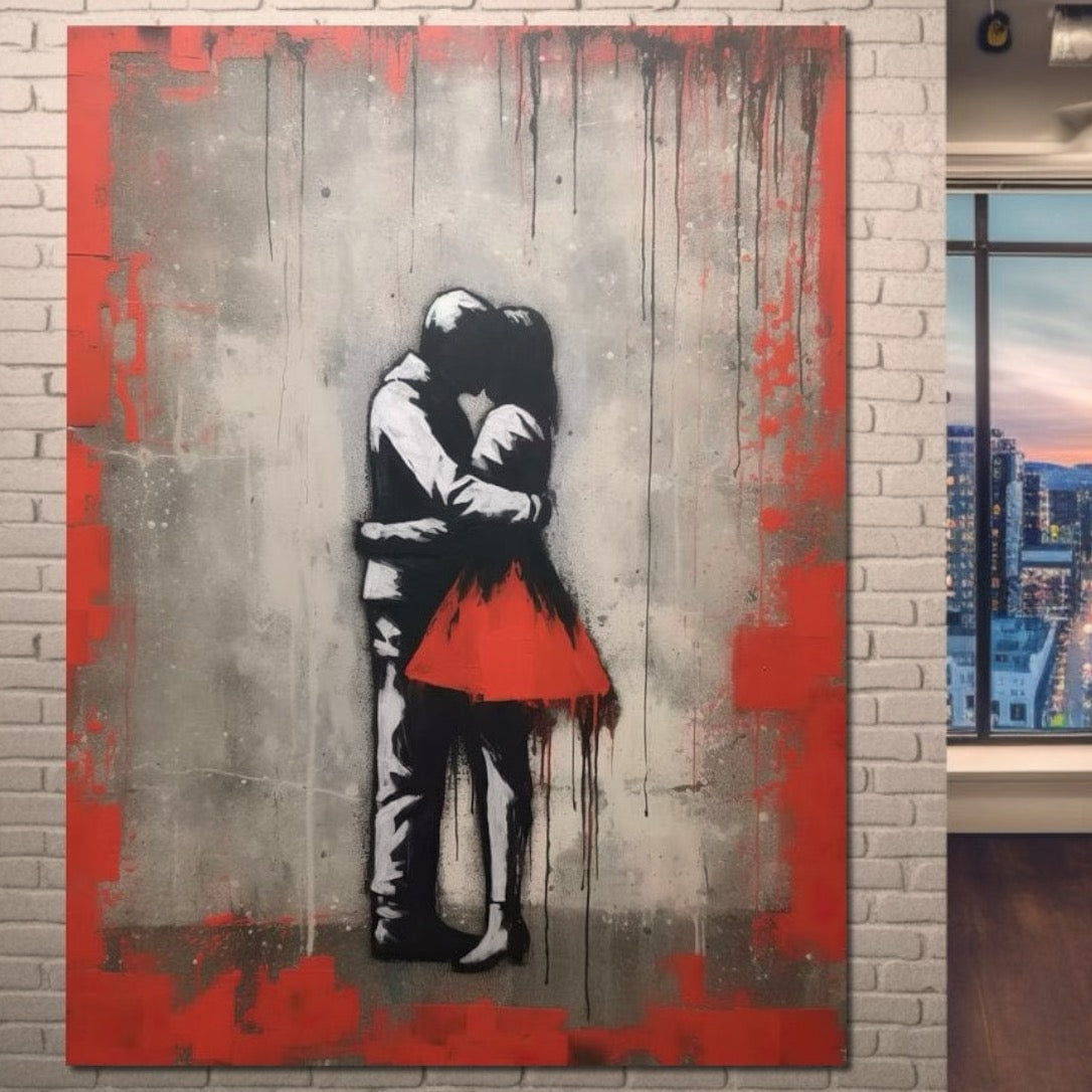 Tablou Canvas Premium LuxCanva® E1020, Un Moment pentru Eternitate , Imbratisare, Indragostiti, Pasiune, Tacere, Pace, Living Room, Culori vibrante