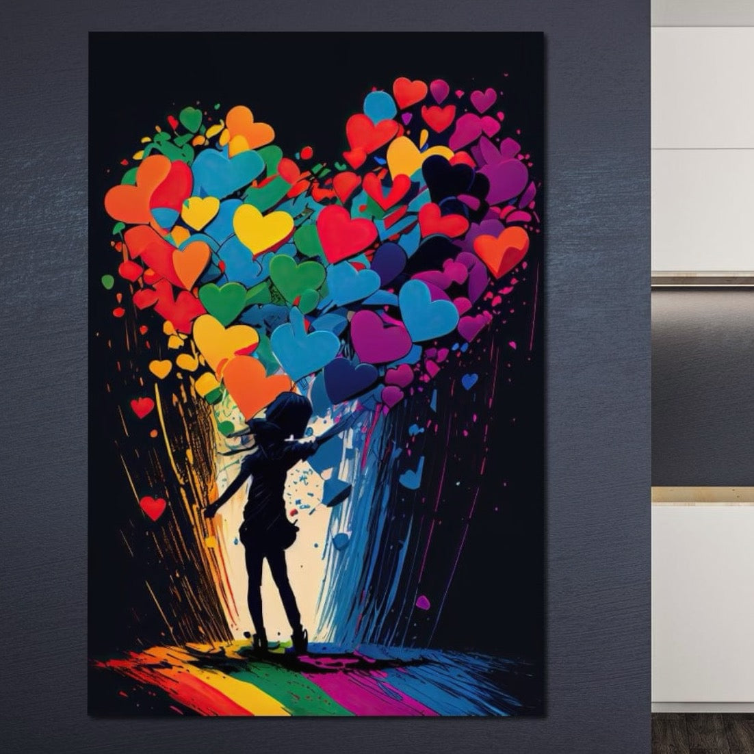 Tablou Canvas Premium LuxCanva® E1023, Puterea Iubirii, Tineresc, Curcubeu, Expresie, Armonie, Creativ, Living Room, Culori vibrante