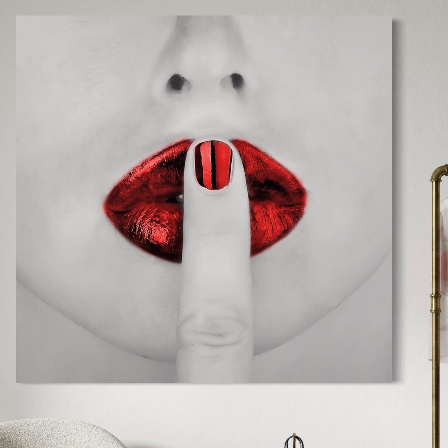 Tablou Canvas Premium LuxCanva® A1057, Red Lips , Senzual, Rosu, Nails, Abstract, Culori Vibrante