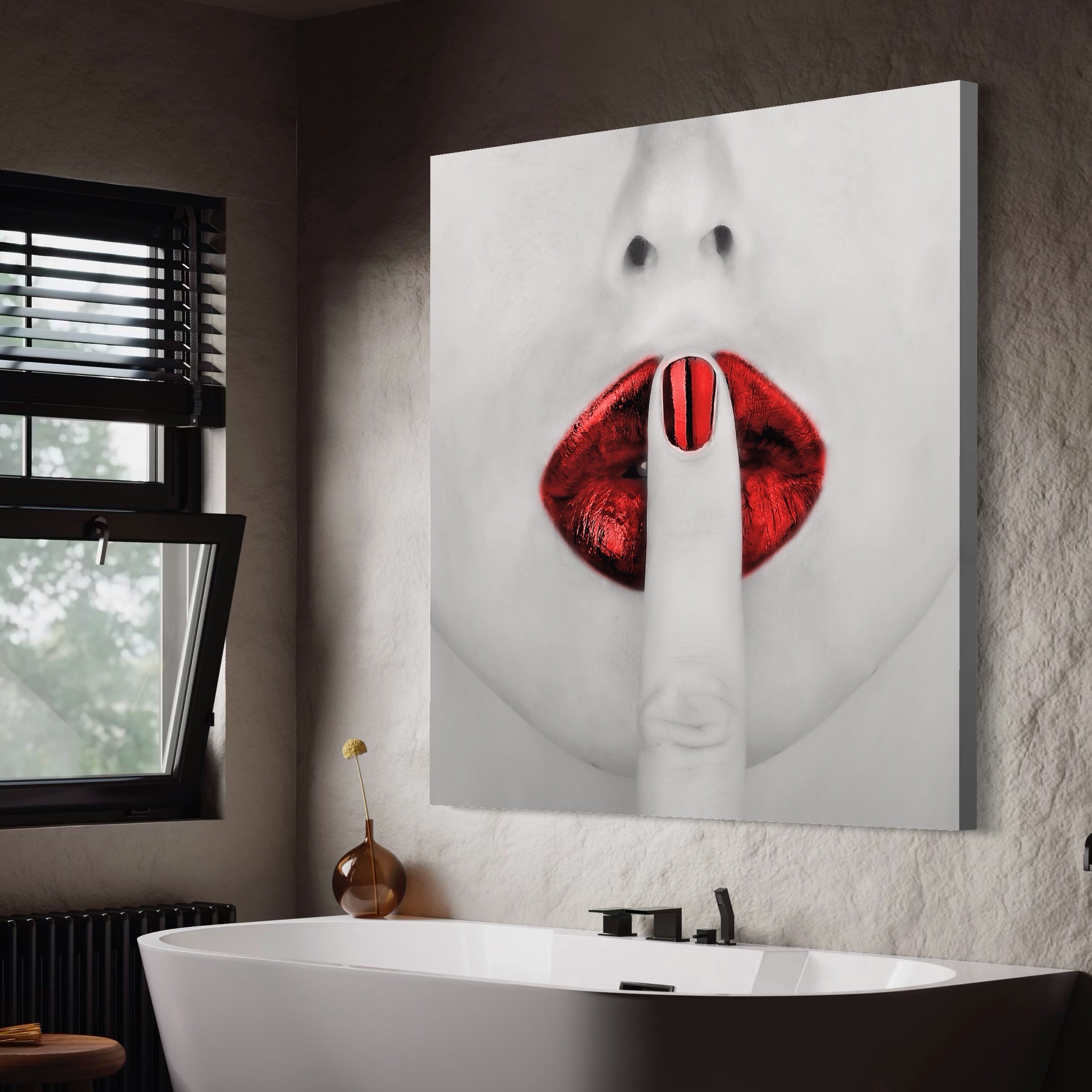 Tablou Canvas Premium LuxCanva® A1057, Red Lips , Senzual, Rosu, Nails, Abstract, Culori Vibrante