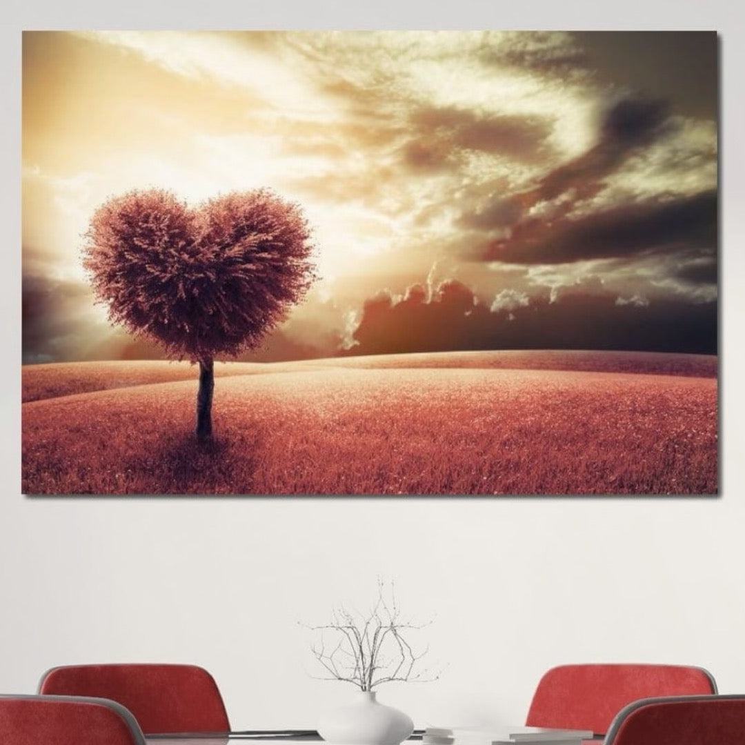 Tablou Canvas Premium LuxCanva® E1036, Bataile Inimii Pamantului, Copac, Radacini, Peisaj, Freamat, Inima, Living Room, Culori vibrante