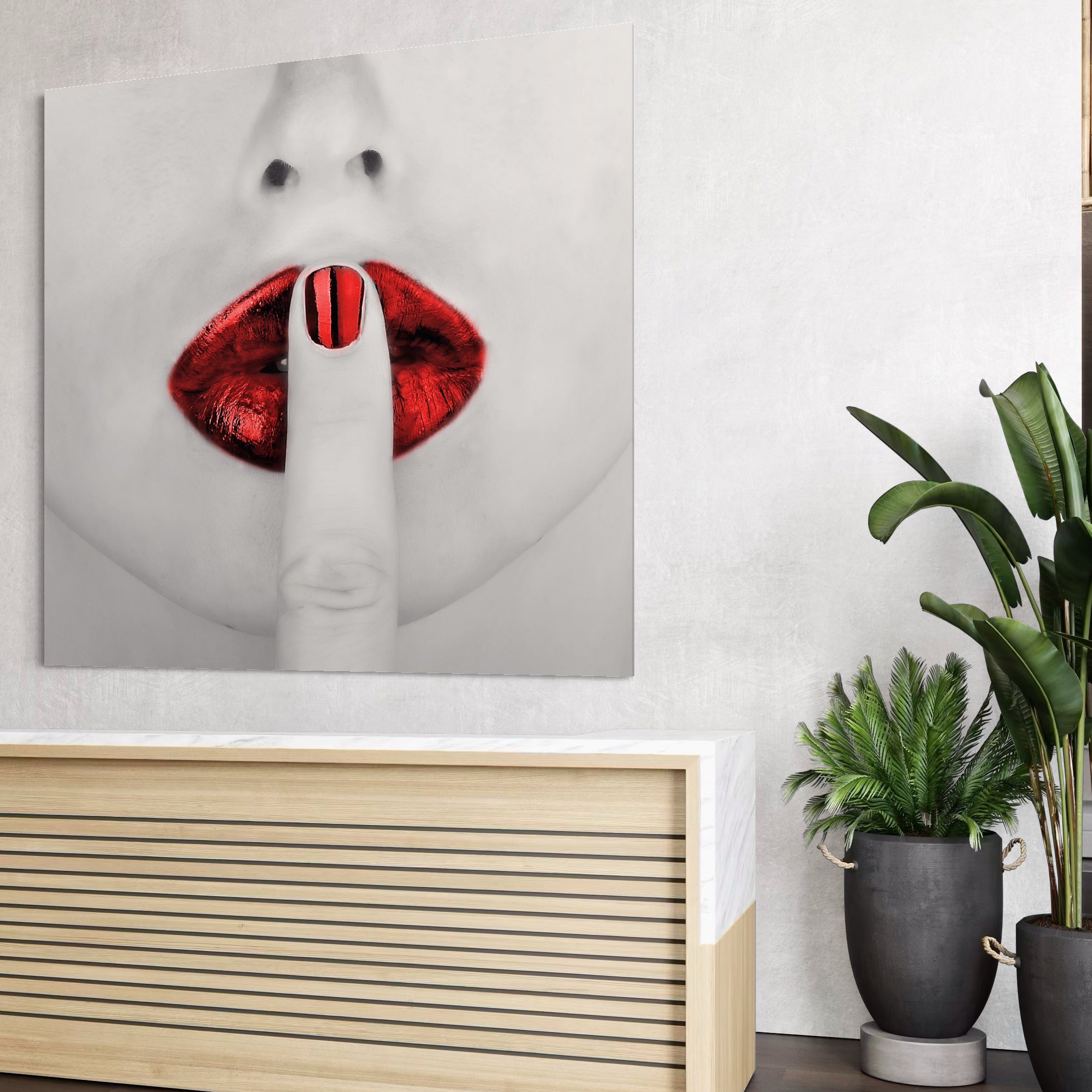 Tablou Canvas Premium LuxCanva® A1057, Red Lips , Senzual, Rosu, Nails, Abstract, Culori Vibrante