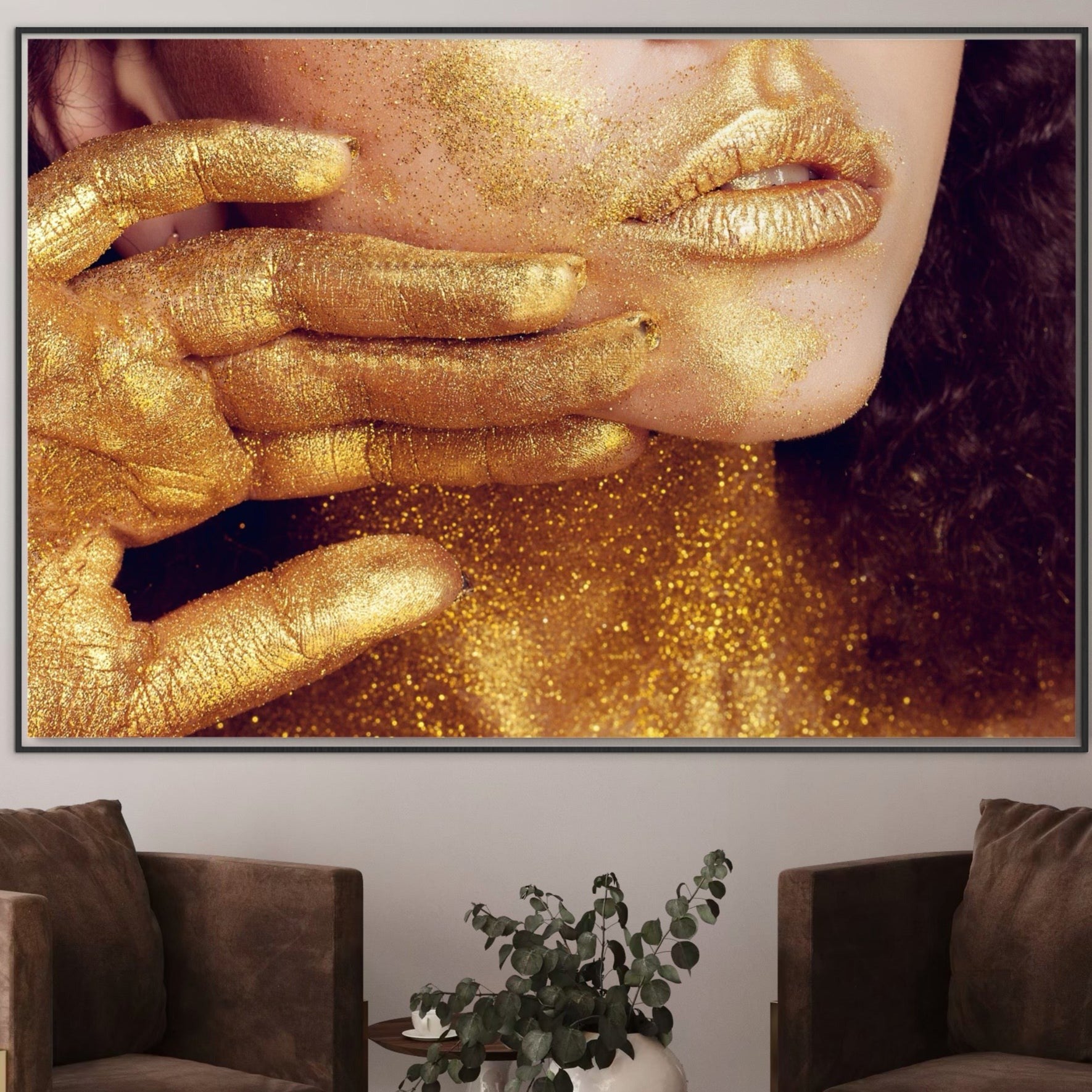 Tablou Canvas Premium LuxCanva® A1055, Magic Girl , Portret, Femeie, Auriu, Senzual, Abstract, Culori Vibrante