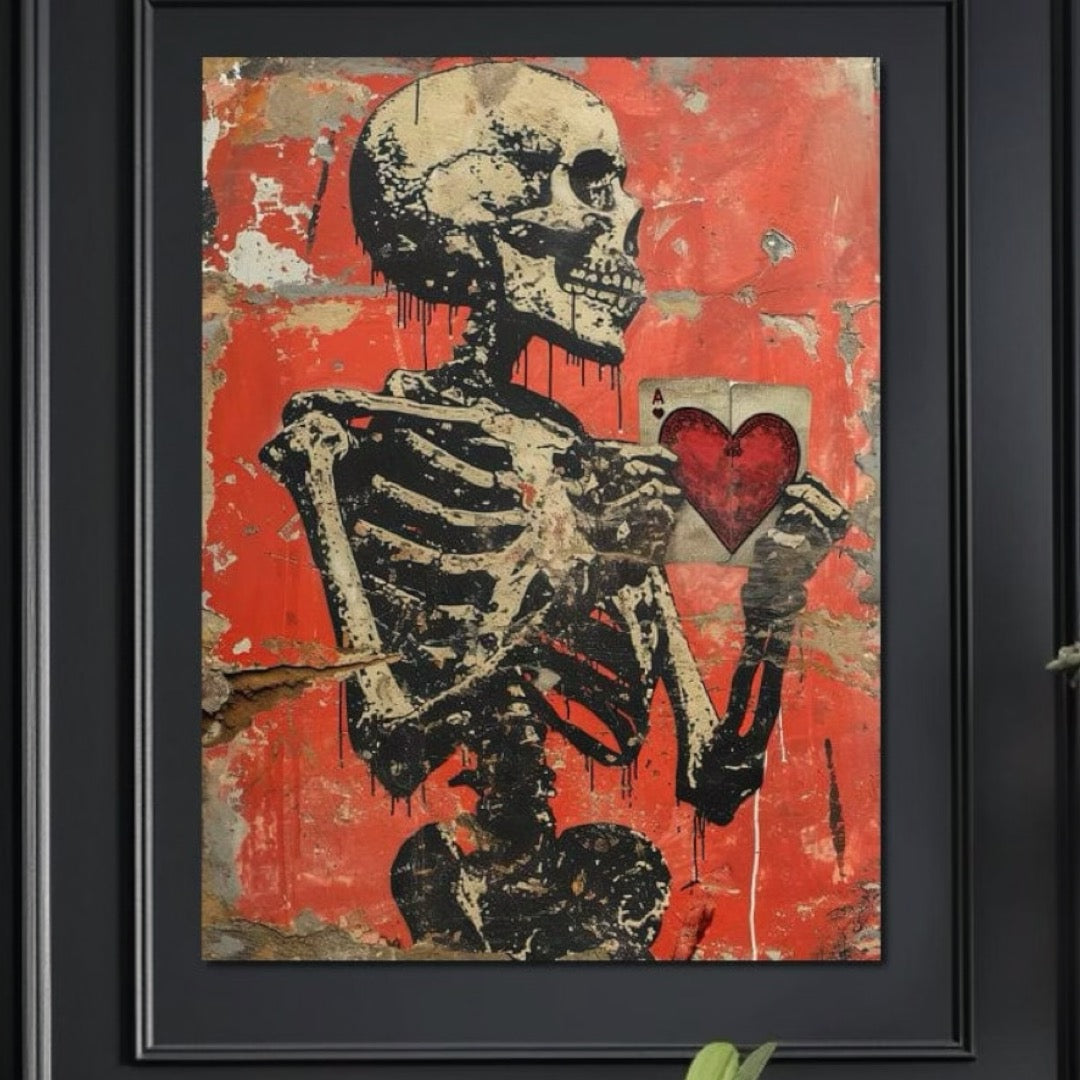 Tablou Canvas Premium LuxCanva® E1051, Asul Inimii Nemuritoare, Iubire, Vesnica, Transcendenta, Eternitate, Schelet, Living Room, Culori vibrante