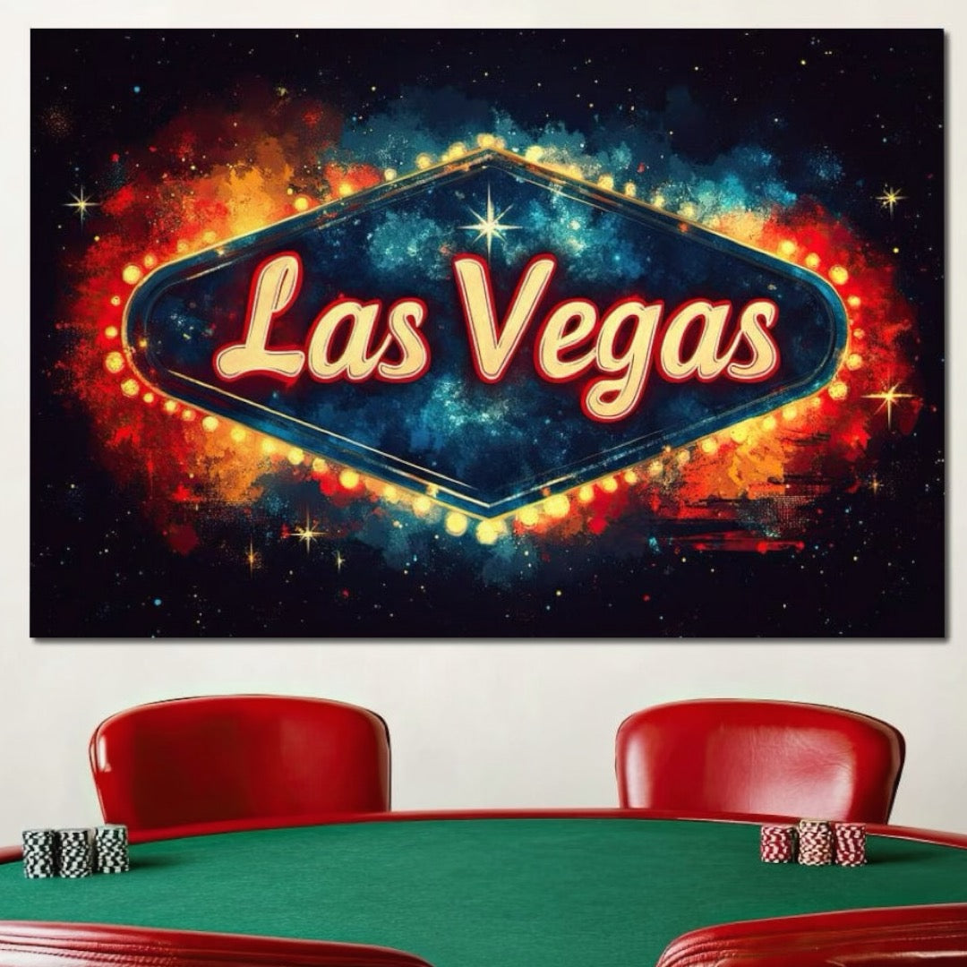 Tablou Canvas Premium LuxCanva® F1014, Viva Las Vegas , Exuberanta, Lux, Cazino, Spectacol, Adrenalina, Living, Birou, Culori vibrante