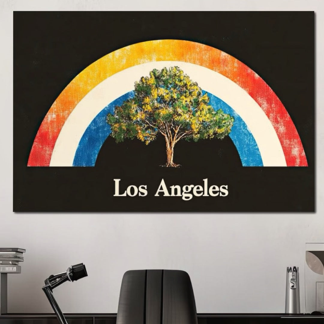 Tablou Canvas Premium LuxCanva® F1015, Los Angeles Spirit , Minimalist, California, Vis, Orasul Ingerilor, Pacific, Living, Birou, Culori vibrante