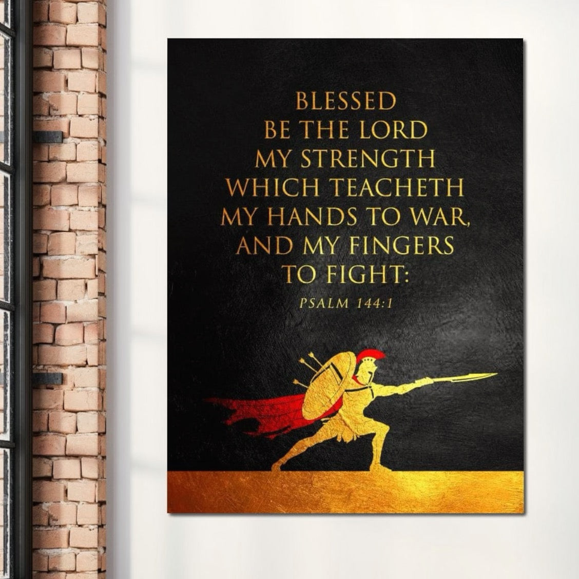 Tablou Canvas Premium LuxCanva® F1026, Curaj si Credinta , Biblic, Protectie, Razboi, Psalmi, Har, Living Room, Birou, Culori vibrante