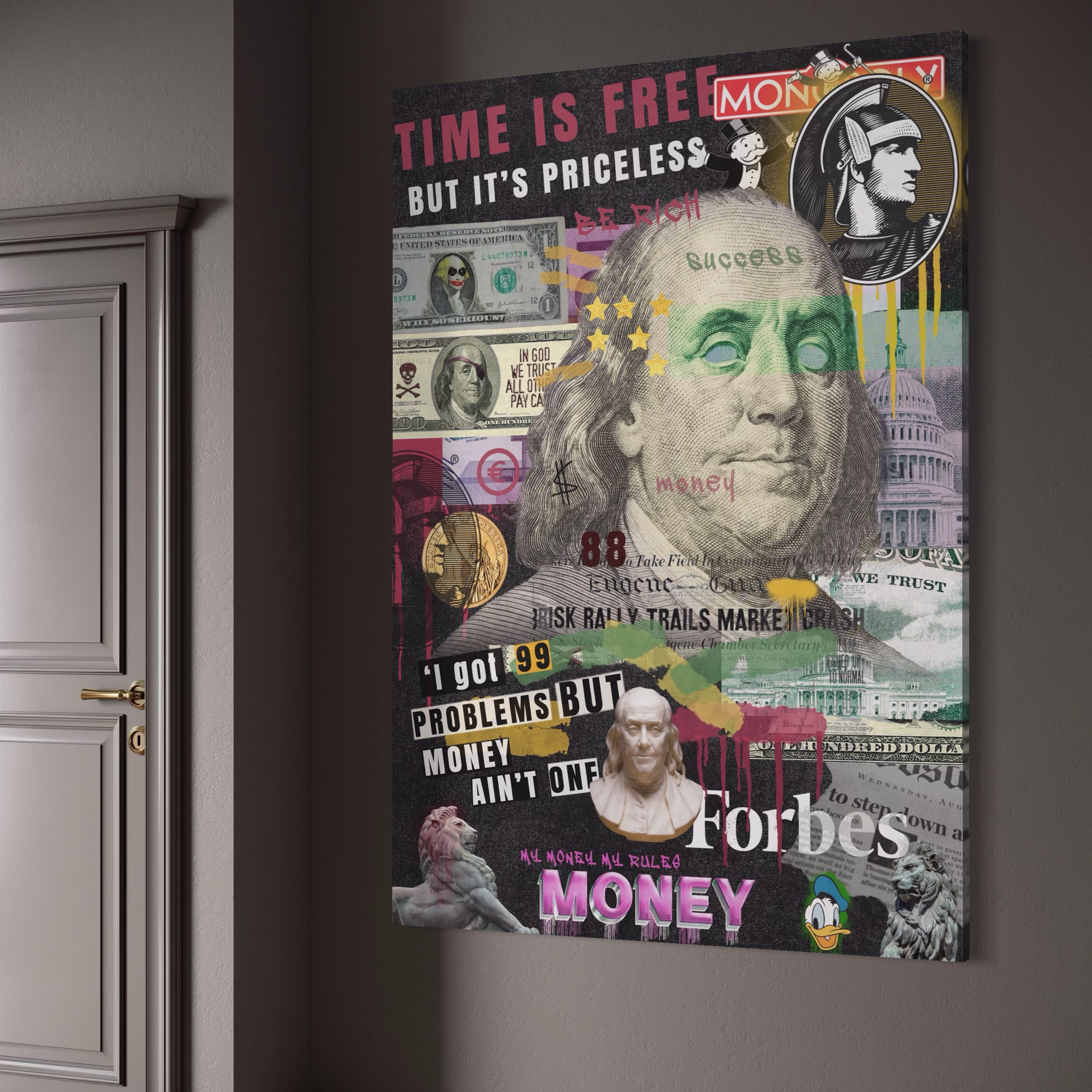 Tablou Canvas Premium LuxCanva® A1026, Benjamin Franklin , Decorativ, Politician, Motivational, Culori Vibrante