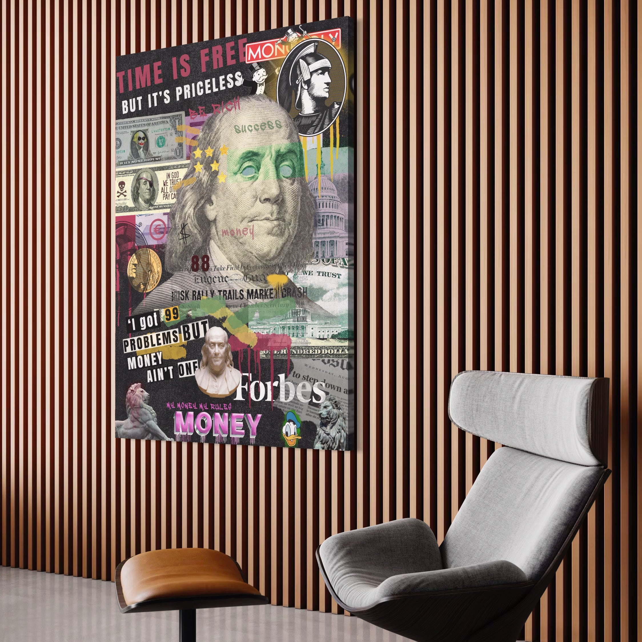 Tablou Canvas Premium LuxCanva® A1026, Benjamin Franklin , Decorativ, Politician, Motivational, Culori Vibrante