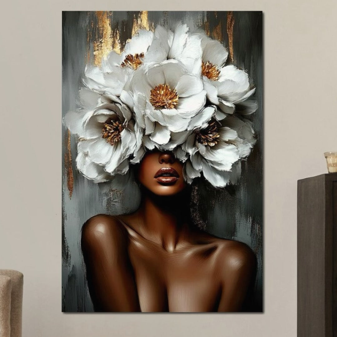 Tablou Canvas Premium LuxCanva® G1003, Regina Florilor , Eleganta, Piele, Stralucitoare, Textura, Senzualitate, Portret, Living, Dormitor, Culori vibrante