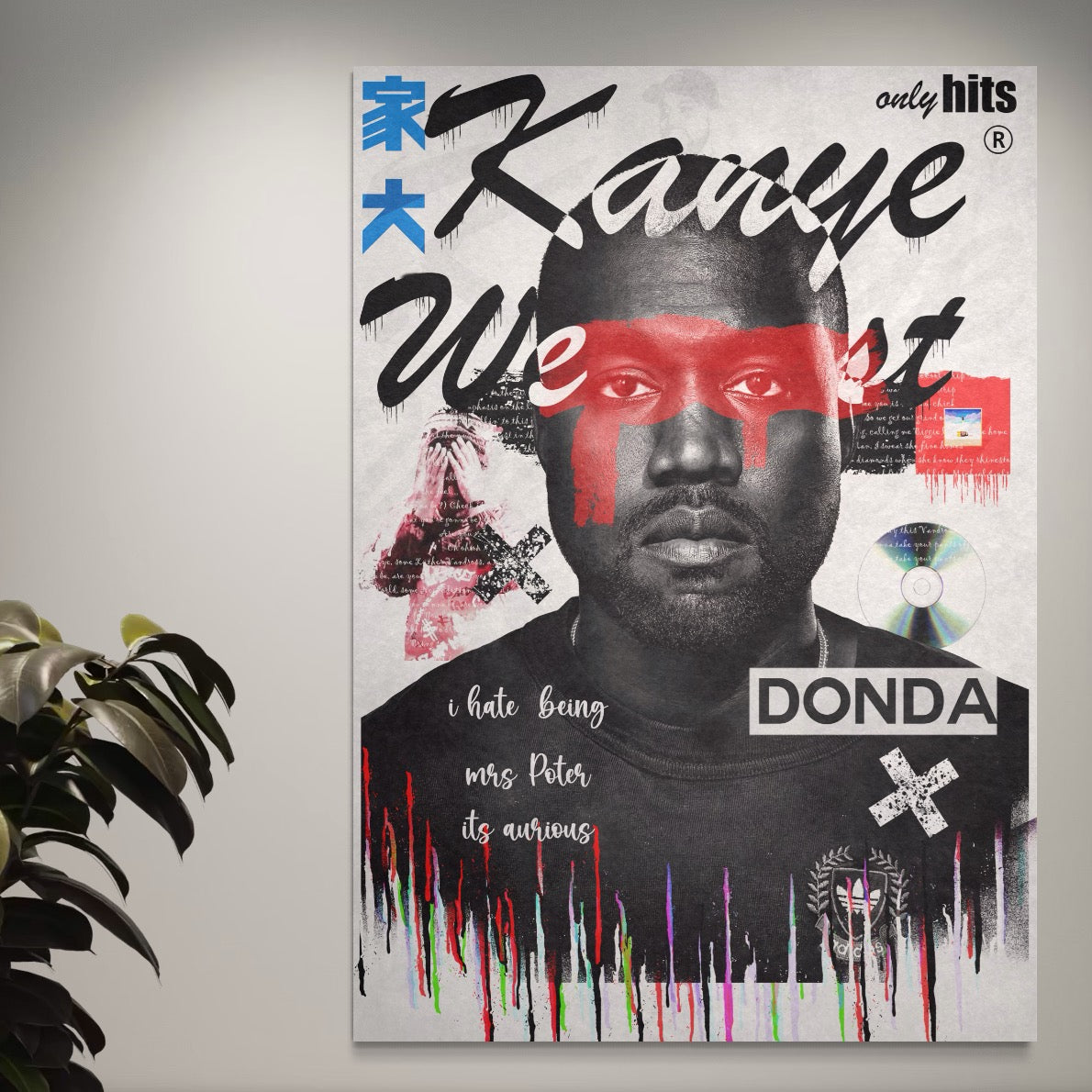 Tablou Canvas Premium LuxCanva® A1015, Kanye Omari West , Decorativ, Cantaret, Artisit, Rapper, Culori Vibrante