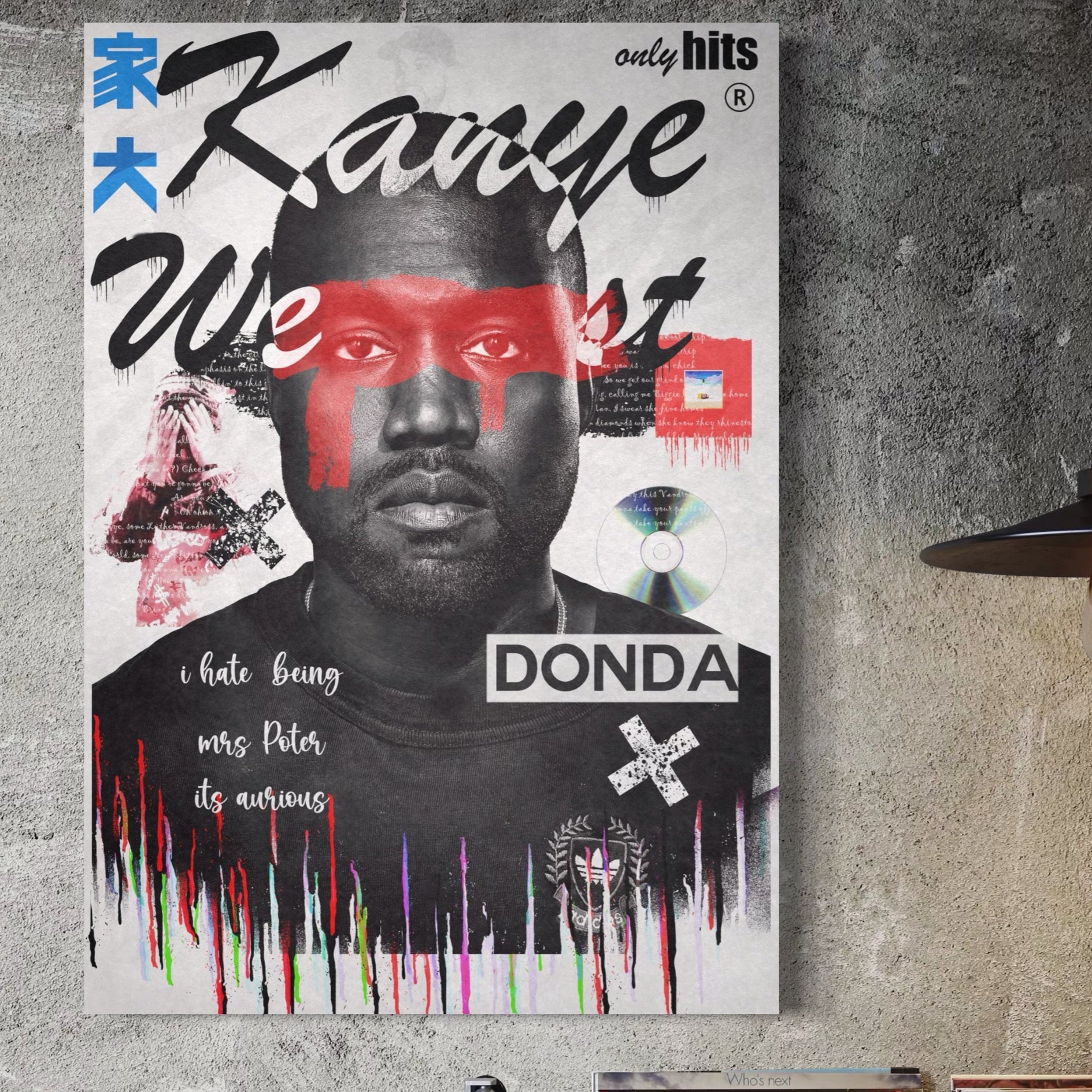 Tablou Canvas Premium LuxCanva® A1015, Kanye Omari West , Decorativ, Cantaret, Artisit, Rapper, Culori Vibrante