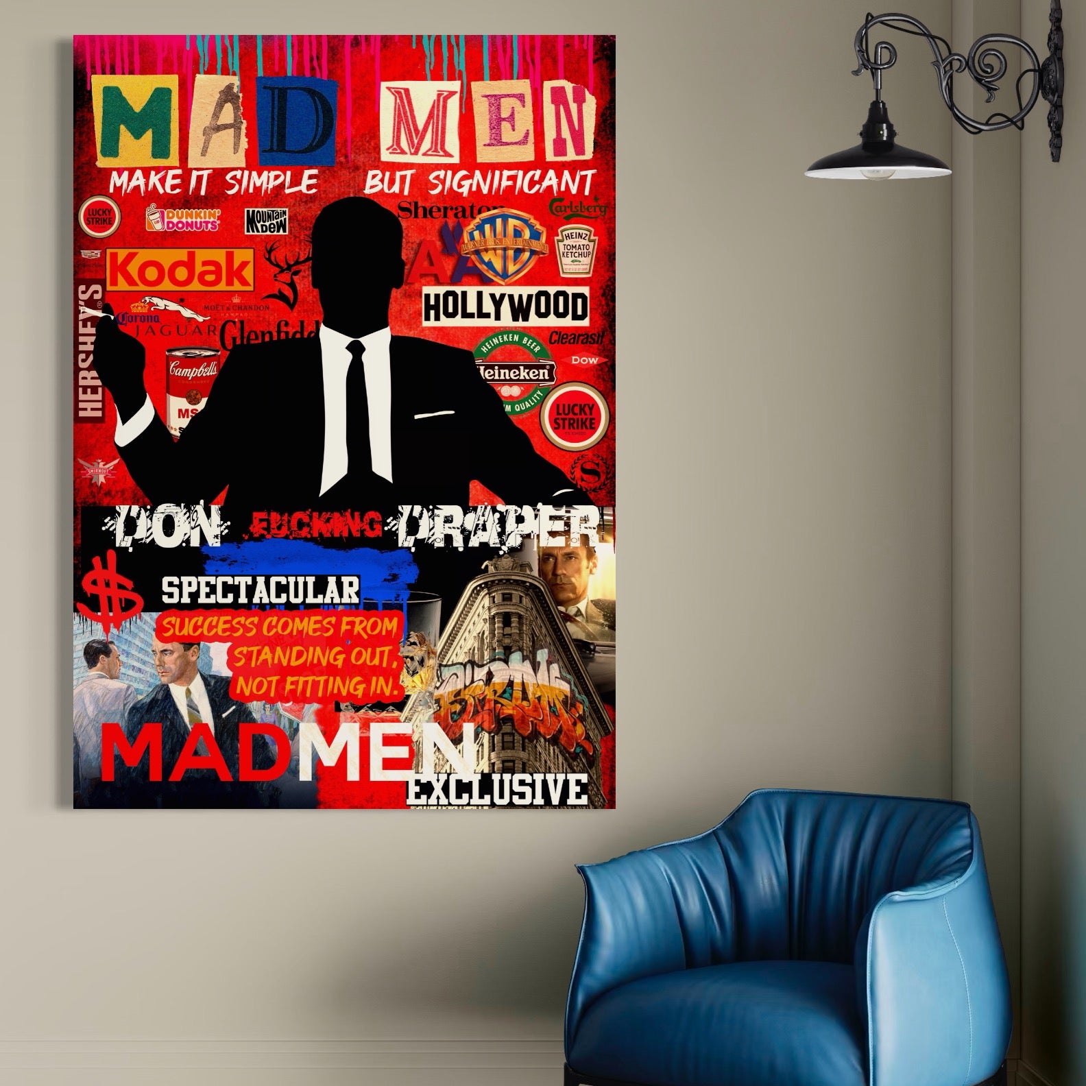 Tablou Canvas Premium, LuxCanva® A1013, Mad Men Don Draper , Decorativ, Serial, Film, Motivational, Culori Vibrante