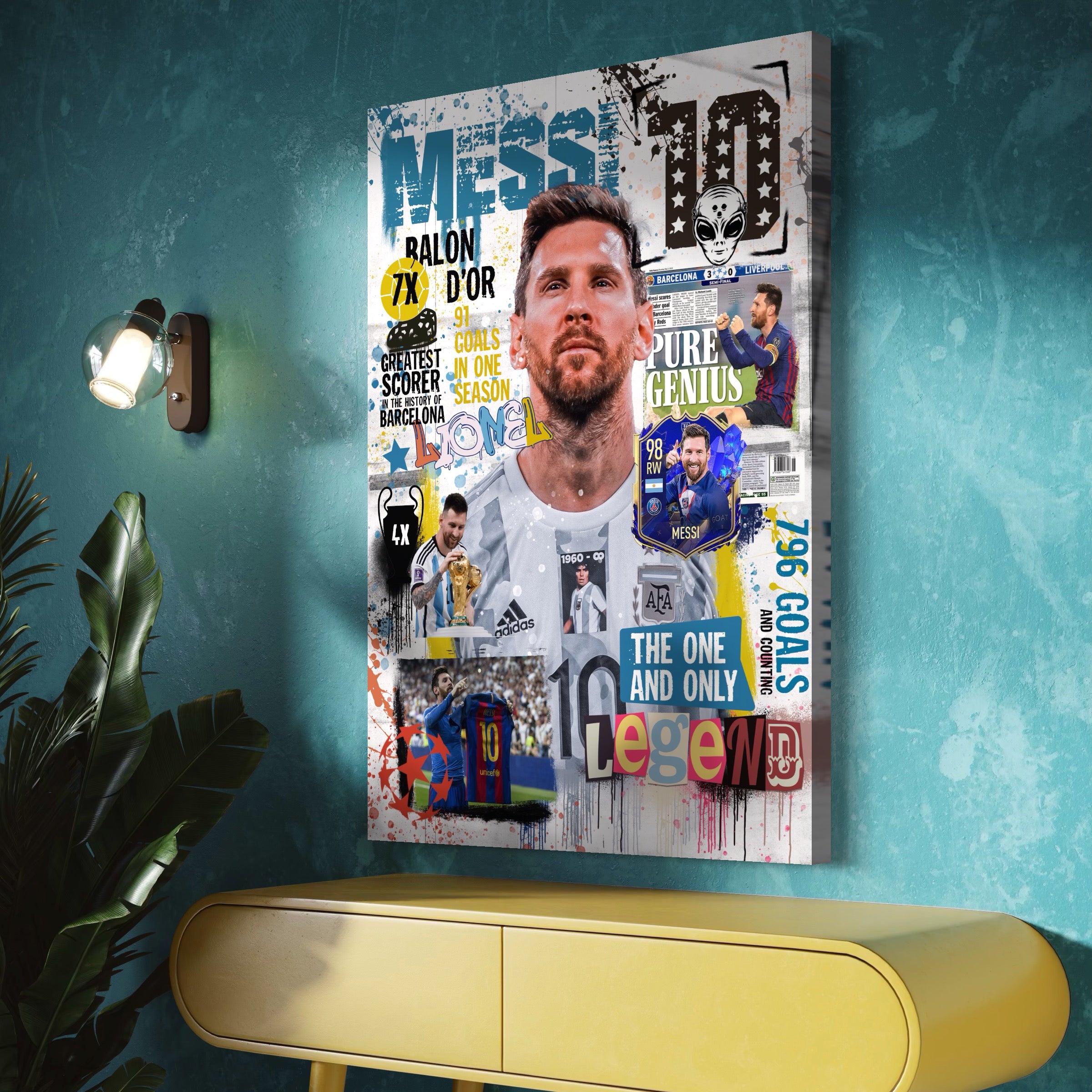 Tablou Canvas Premium LuxCanva® A1010, Lionel Messi ,Decorativ, Sport, Fotbal, Culori Vibrante