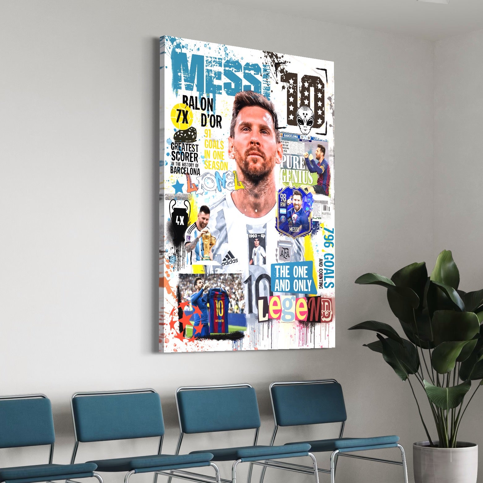 Tablou Canvas Premium LuxCanva® A1010, Lionel Messi ,Decorativ, Sport, Fotbal, Culori Vibrante