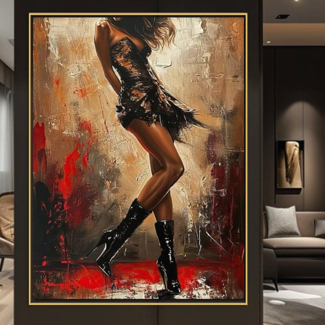 Leinwandbilder Premium LuxCanva® G1018, Rebel Woman, Rhythmus, Leidenschaft, Tanz, Rebellin, sinnlich, Beine, Göttin, Wohnen, Schlafzimmer, kräftige Farben
