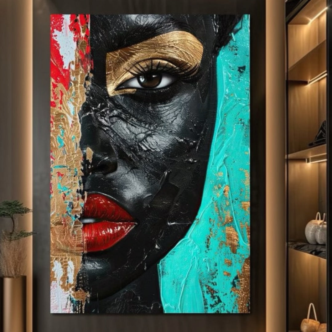 Tablou Canvas Premium LuxCanva® GV1051, Frumusete Rupta, Contrast, Aur, Textura, Abstract, Privire, Stralucire, Chip, Emotie, Living, Dormitor