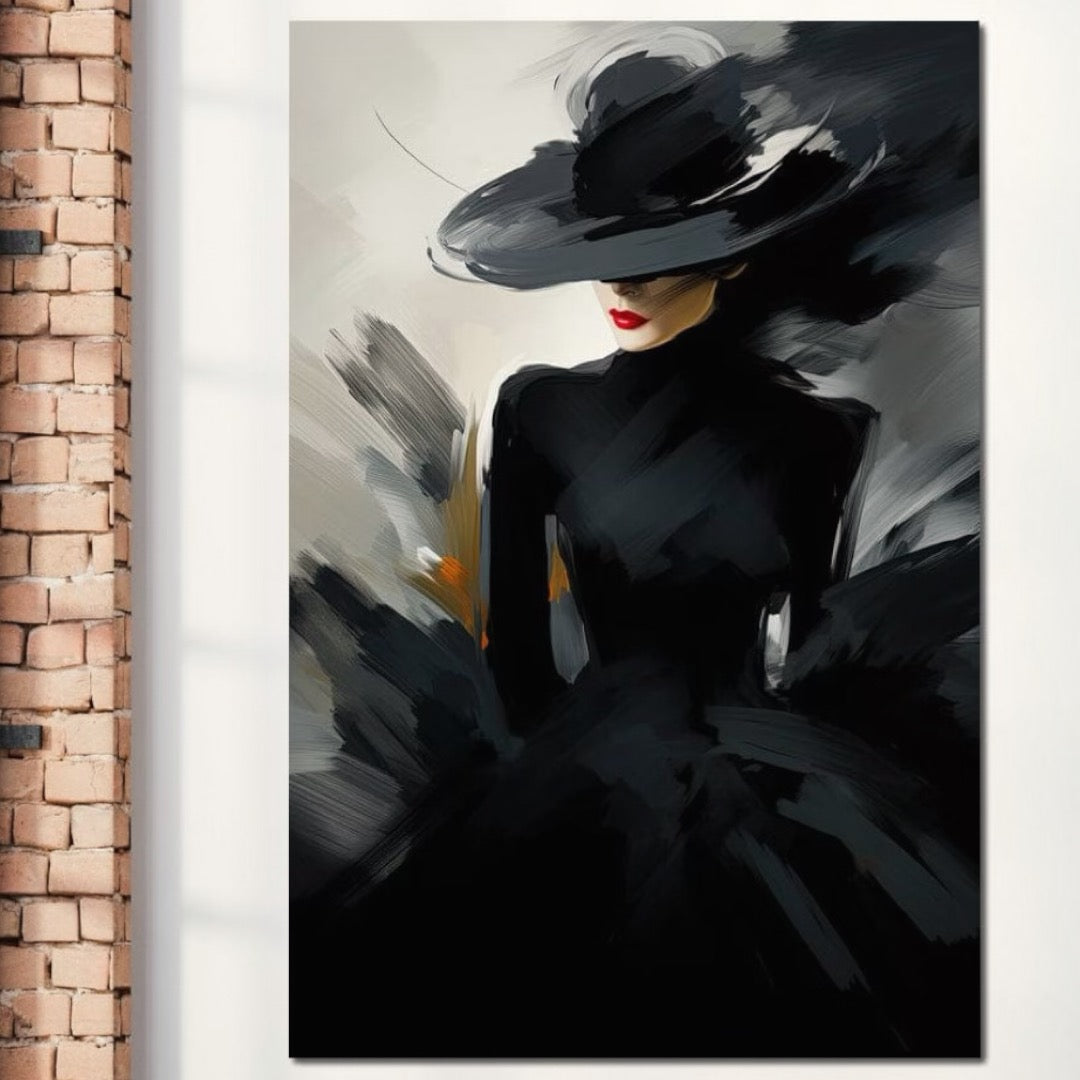 Tablou Canvas Premium LuxCanva® GV1052, Fascinatia Necunoscutului, Negru, Putere, Mister, Enigma, Moda, Seductie, Glamour, Living, Dormitor