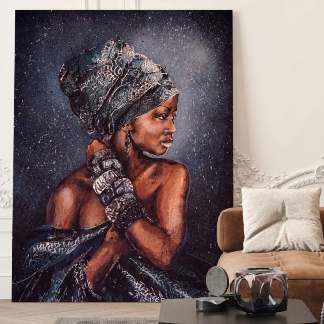 Tablou Canvas Premium LuxCanva® G1060, Aura Femeii Africane , Regala, Eterna, Turban, Cultura, Noblete, Feminism, Identitate, Living, Dormitor