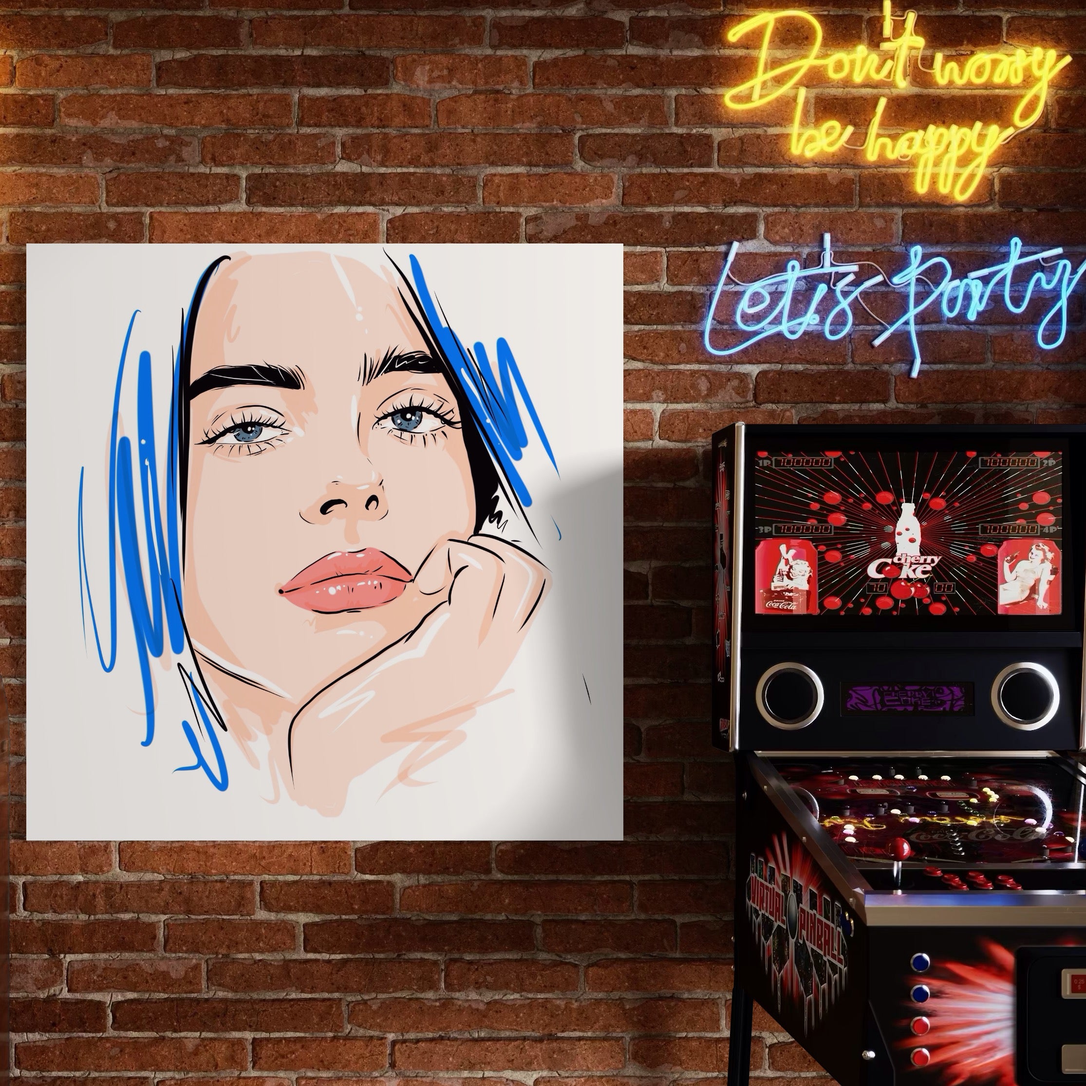 Tablou Canvas Premium LuxCanva® A1366, Girl In Love , Living, Fata, Visatoare, Iubire, Dormitor, Culori Vibrante