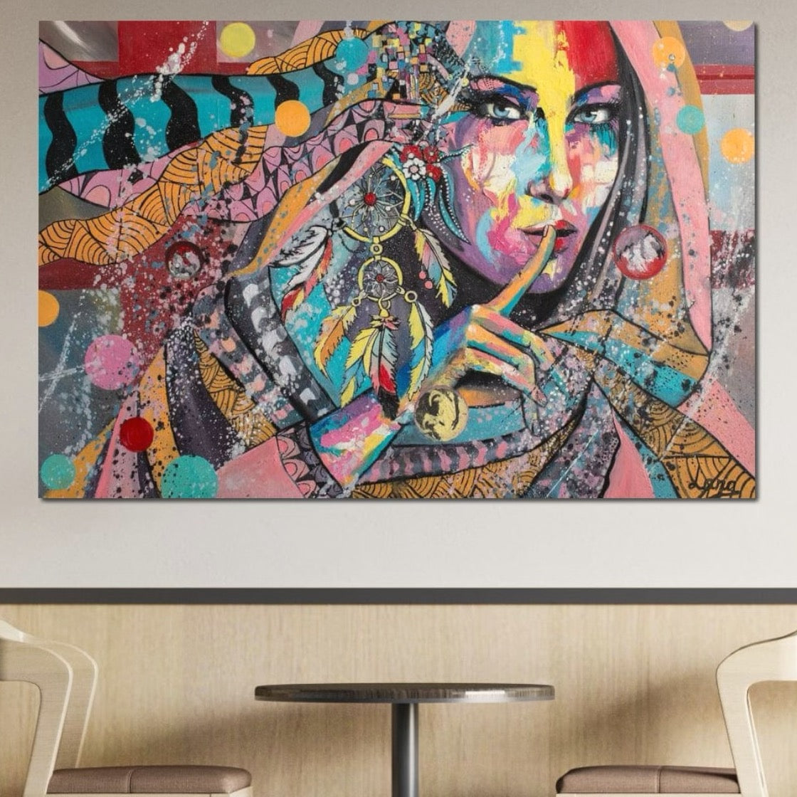 Tablou Canvas Premium, LuxCanva® GL1069, Calatorie Spirituala, Boem, Mister, Tribal, Simbolism, Spiritualitate, Zeita, Tacere, Liniste, Living, Dormitor