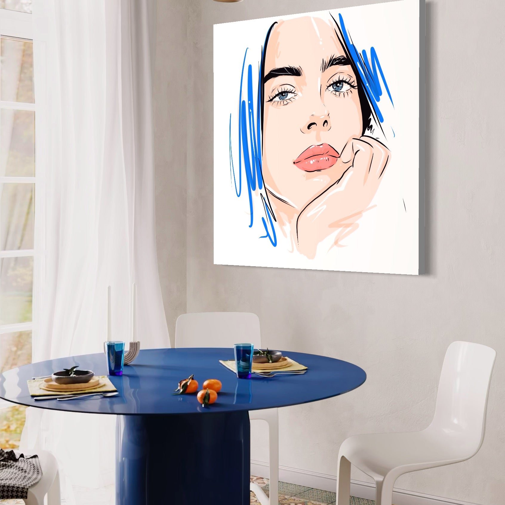 Tablou Canvas Premium LuxCanva® A1366, Girl In Love , Living, Fata, Visatoare, Iubire, Dormitor, Culori Vibrante