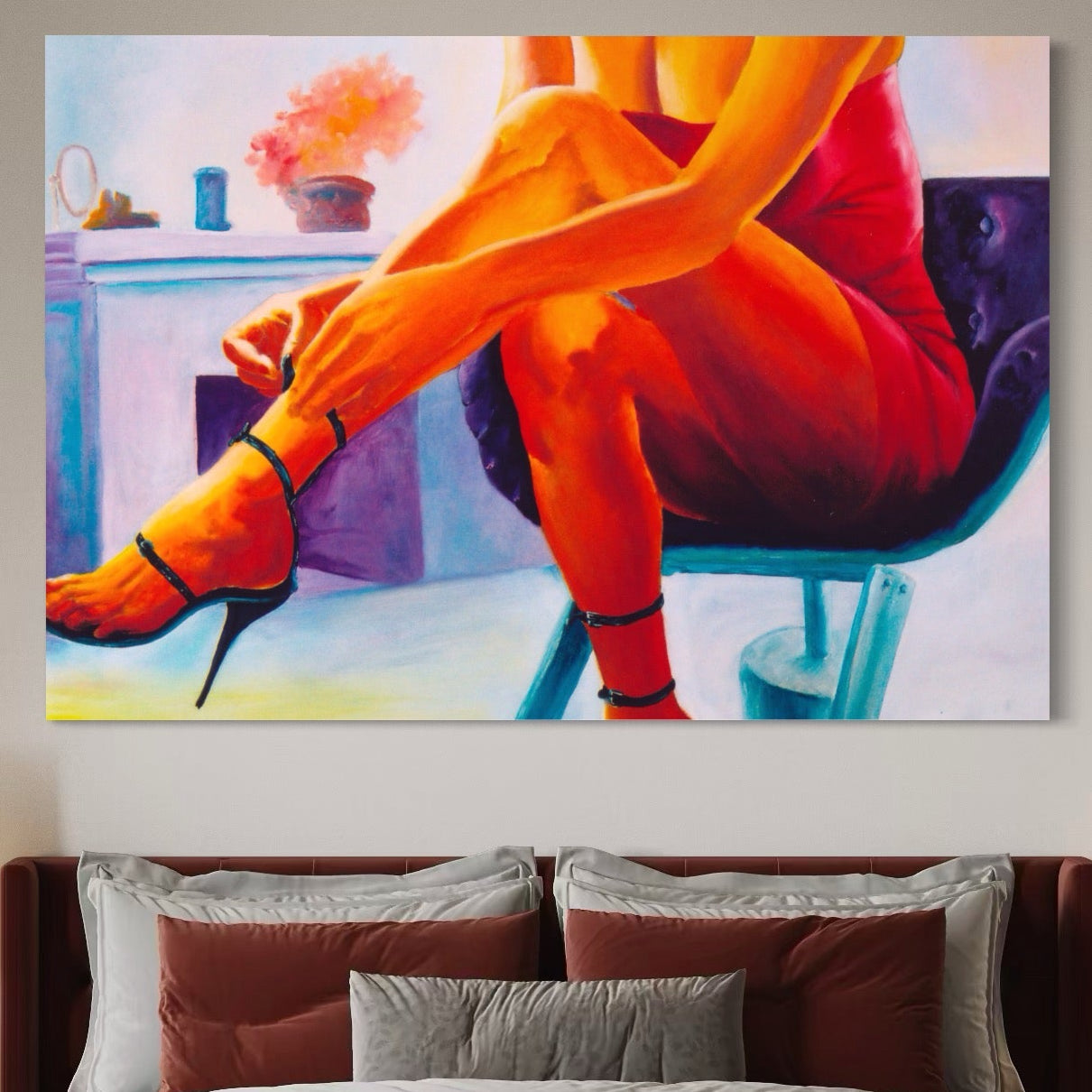 Tablou Canvas Premium, LuxCanva® A1368, Sexy Legs , Living, Femeie, Picioare, Frumusete, Senzual, Dressing, Culori Vibrante