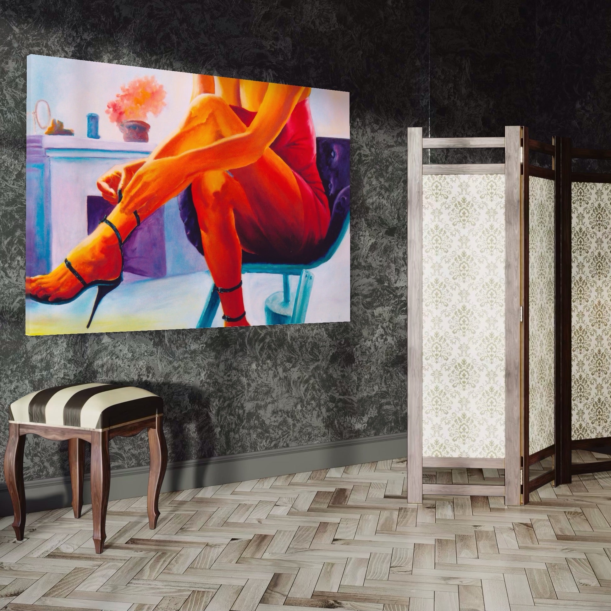 Tablou Canvas Premium, LuxCanva® A1368, Sexy Legs , Living, Femeie, Picioare, Frumusete, Senzual, Dressing, Culori Vibrante