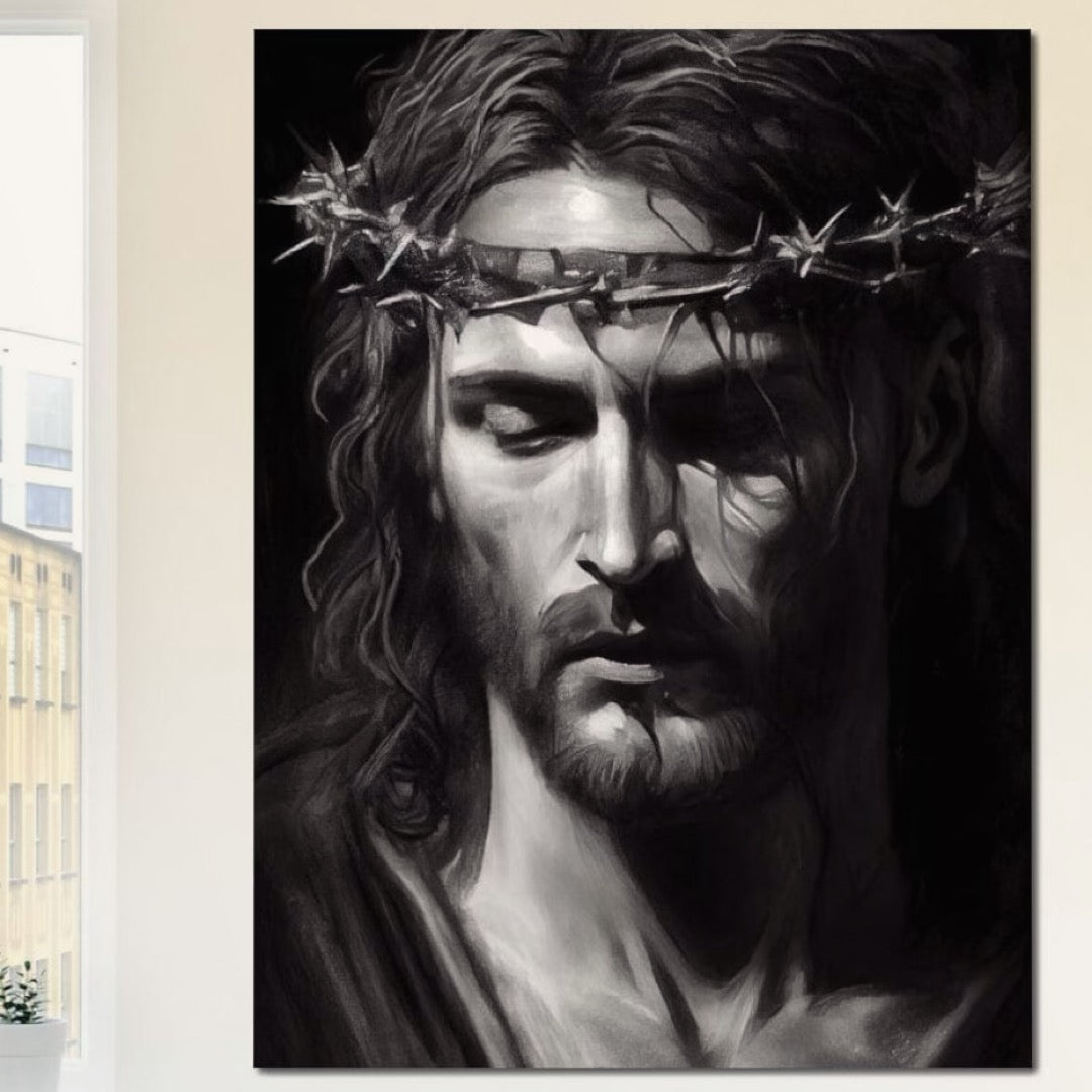 Tablou Canvas Premium LuxCanva® H1001, Durere si Speranta , Sacrificiu, Spini, Coroana, Mantuire, Iisus, Durere, Sange, Jertfa, Living, Dormitor