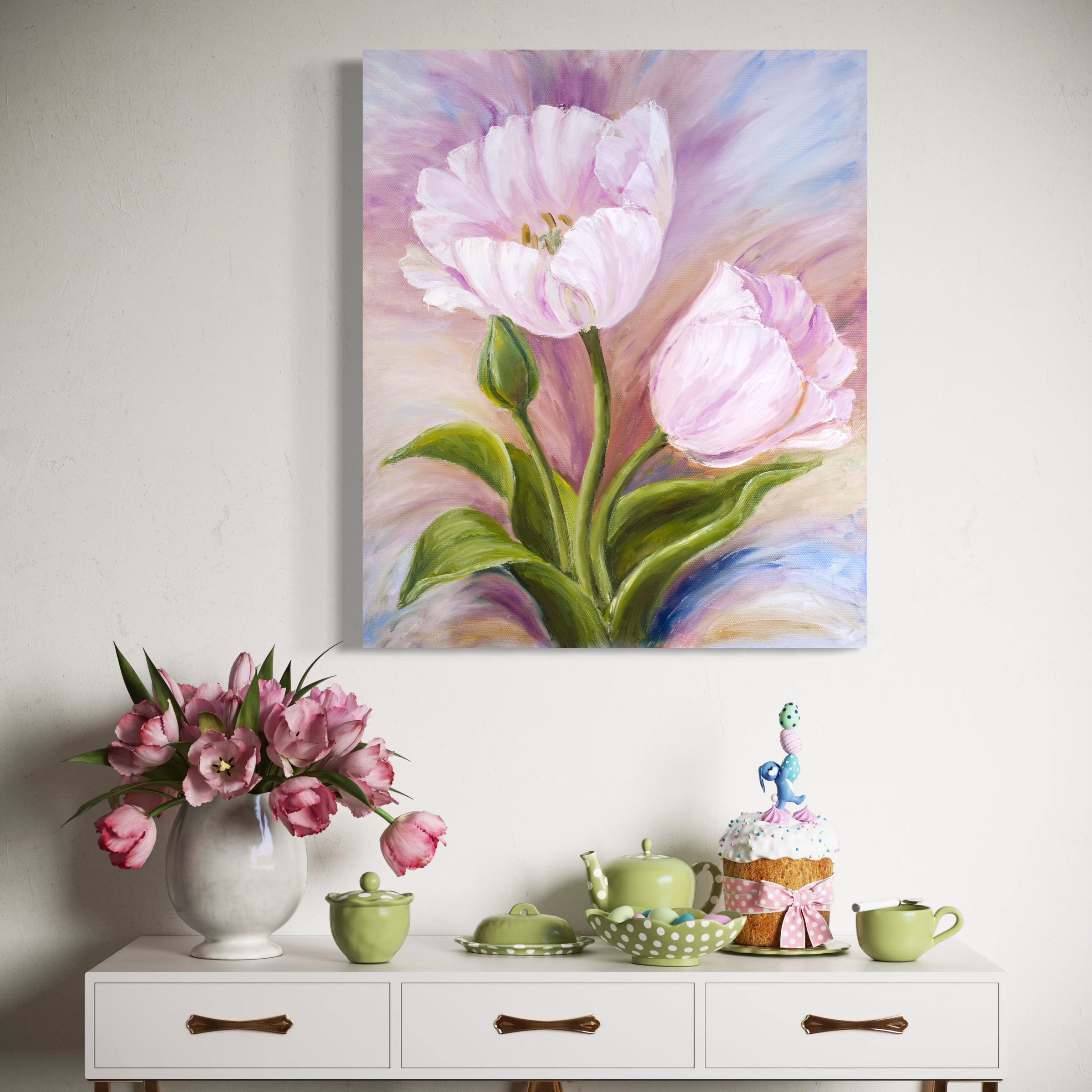 Tablou Canvas Premium LuxCanva® A1371, Pink Tulip , Dormitor, Lalea, Floare, Planta, Living, Culori Vibrante